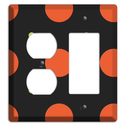 Black wih Orange and Lime Multi Tiled Medium Dots Duplex / Rocker Wallplate
