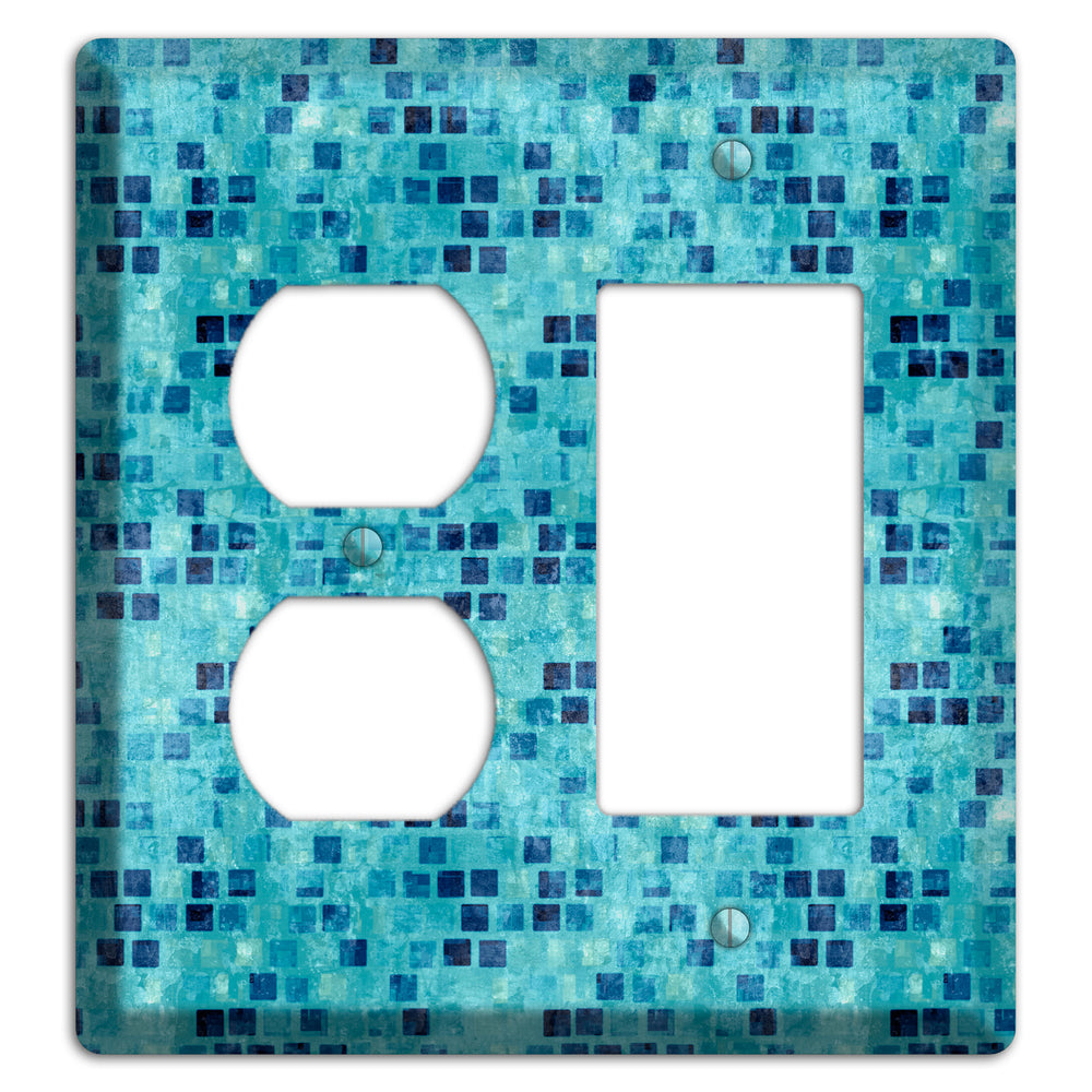 Turquoise Grunge Tile Duplex / Rocker Wallplate
