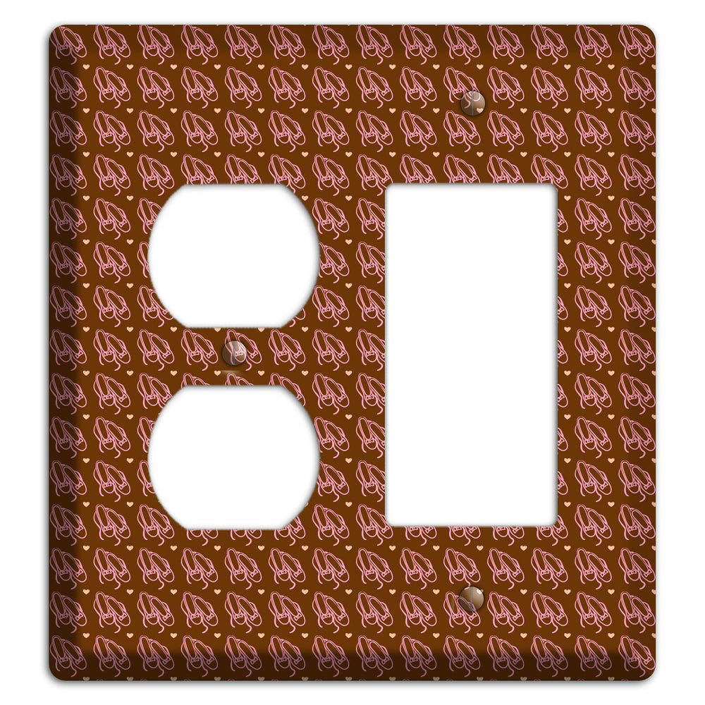 Brown with Pink Ballet Slippers Duplex / Rocker Wallplate