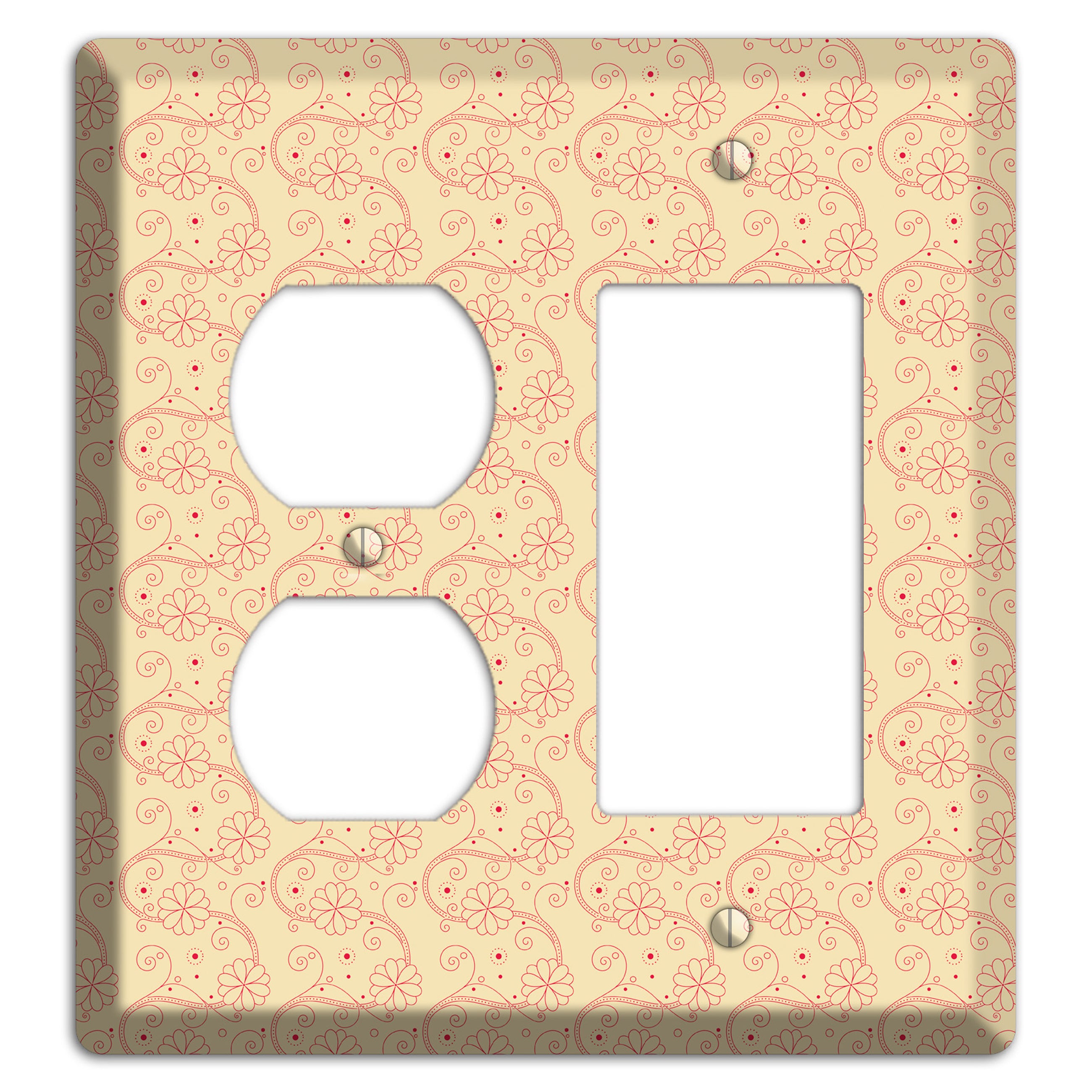 Tiny Off White Floral Swirl Duplex / Rocker Wallplate