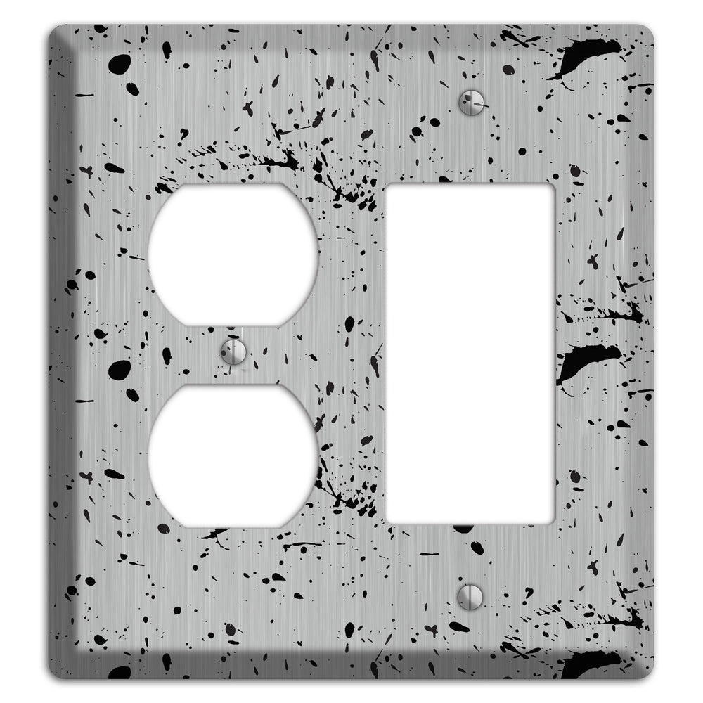 Ink Splash 5 Stainless Steel Duplex / Rocker Wallplate