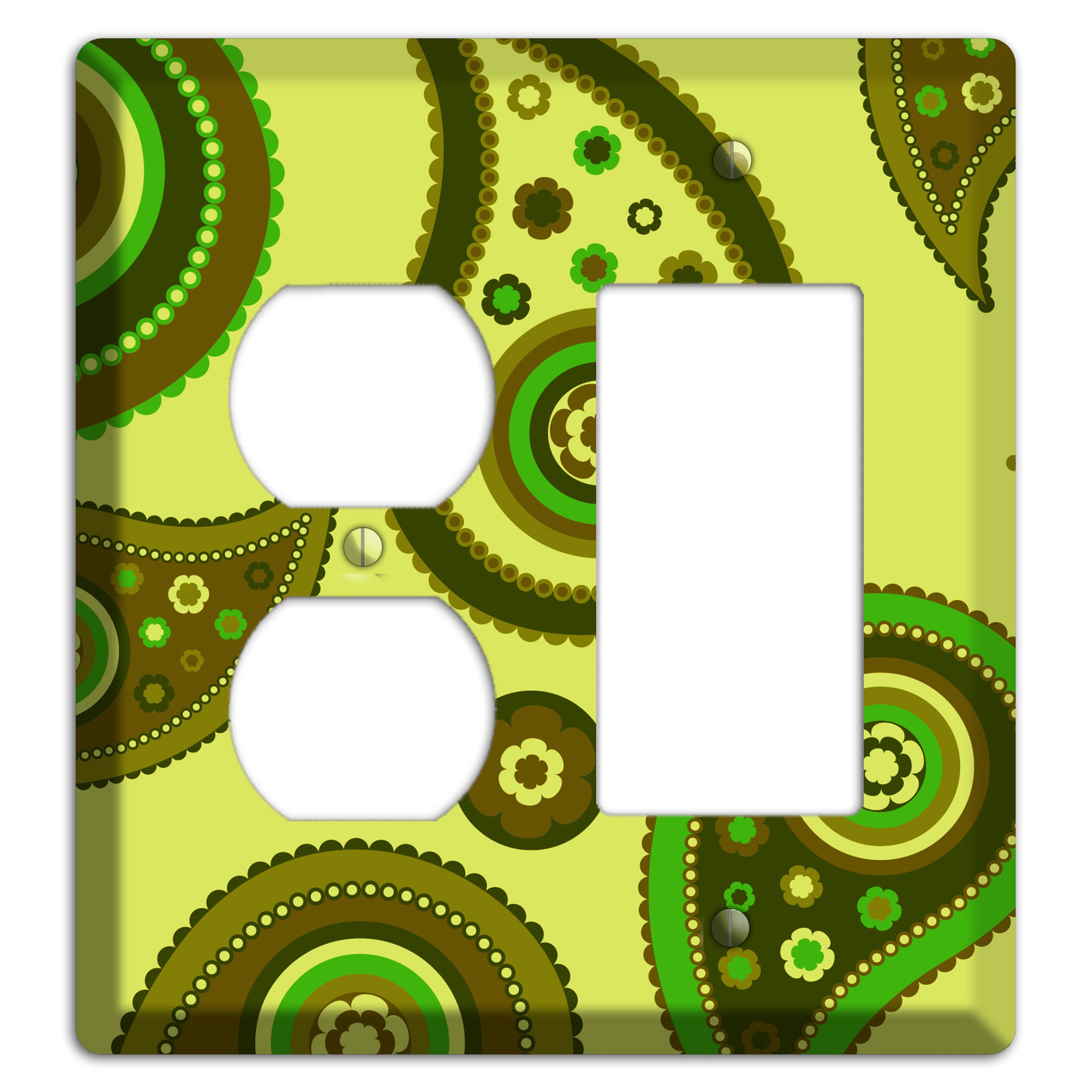 Bright Green Paisley Duplex / Rocker Wallplate