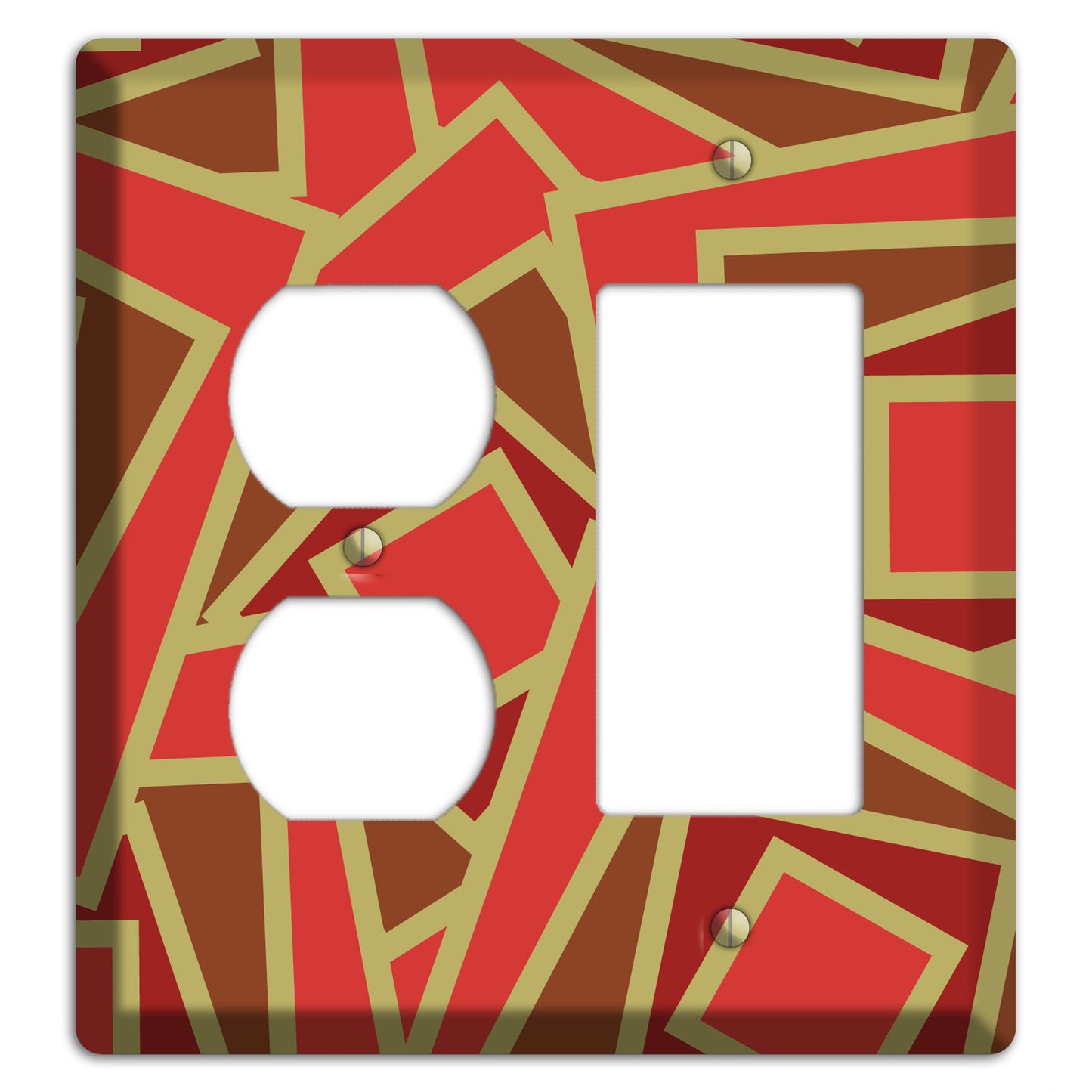 Red and Brown Retro Cubist Duplex / Rocker Wallplate