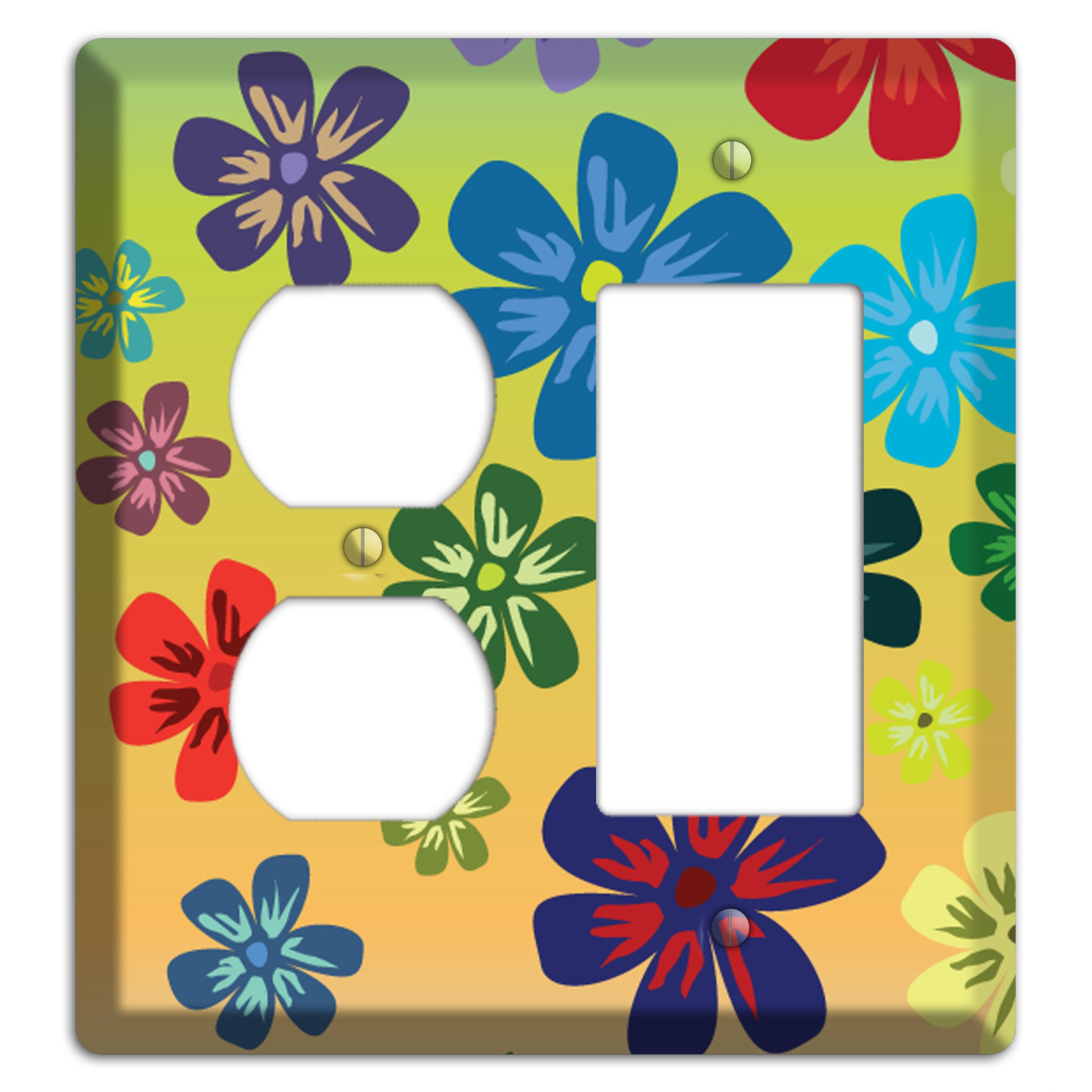 Black Flowers Duplex / Rocker Wallplate