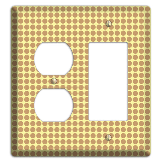 Yellow with Light Brown Tiled Small Dots Duplex / Rocker Wallplate