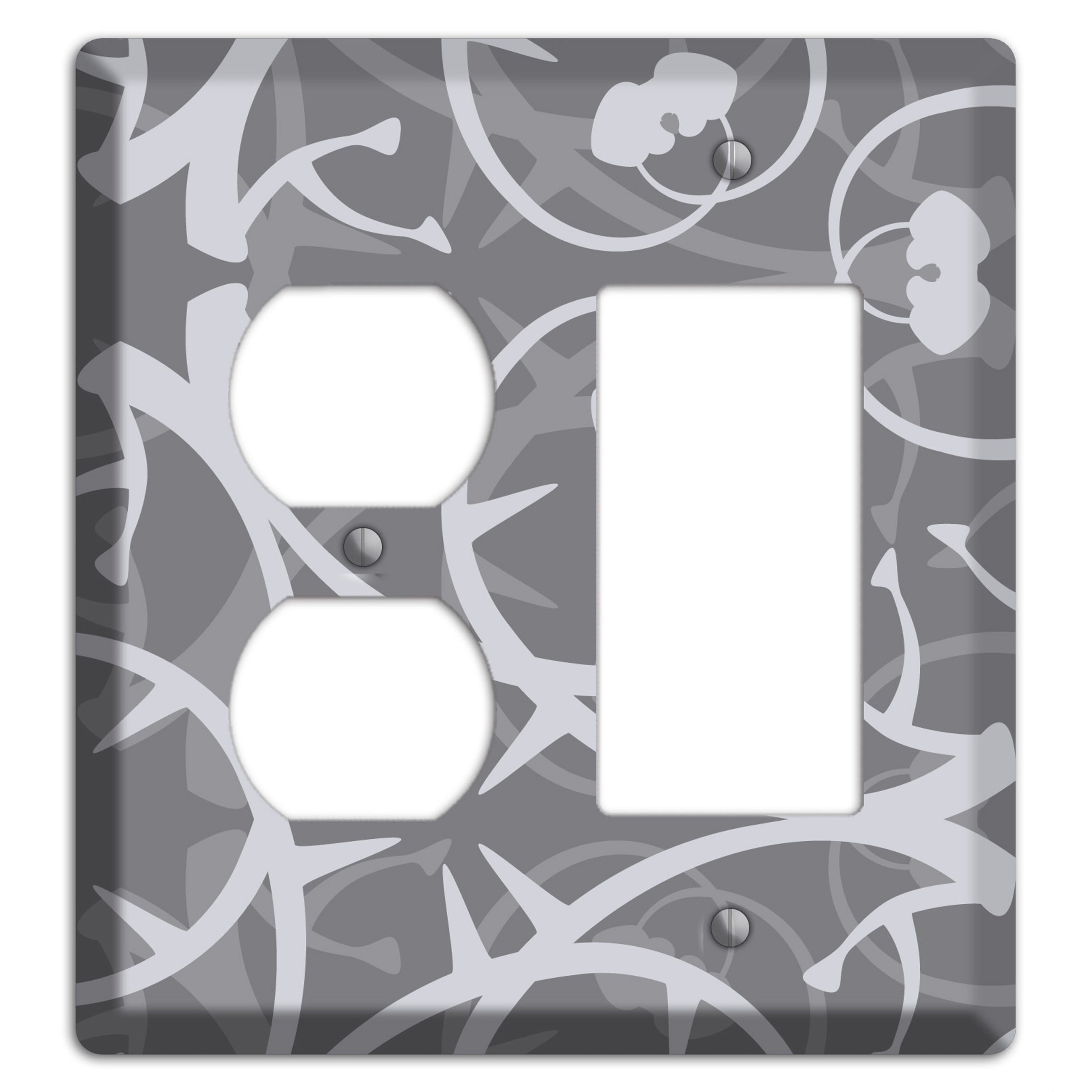 Grey Abstract Swirl Duplex / Rocker Wallplate