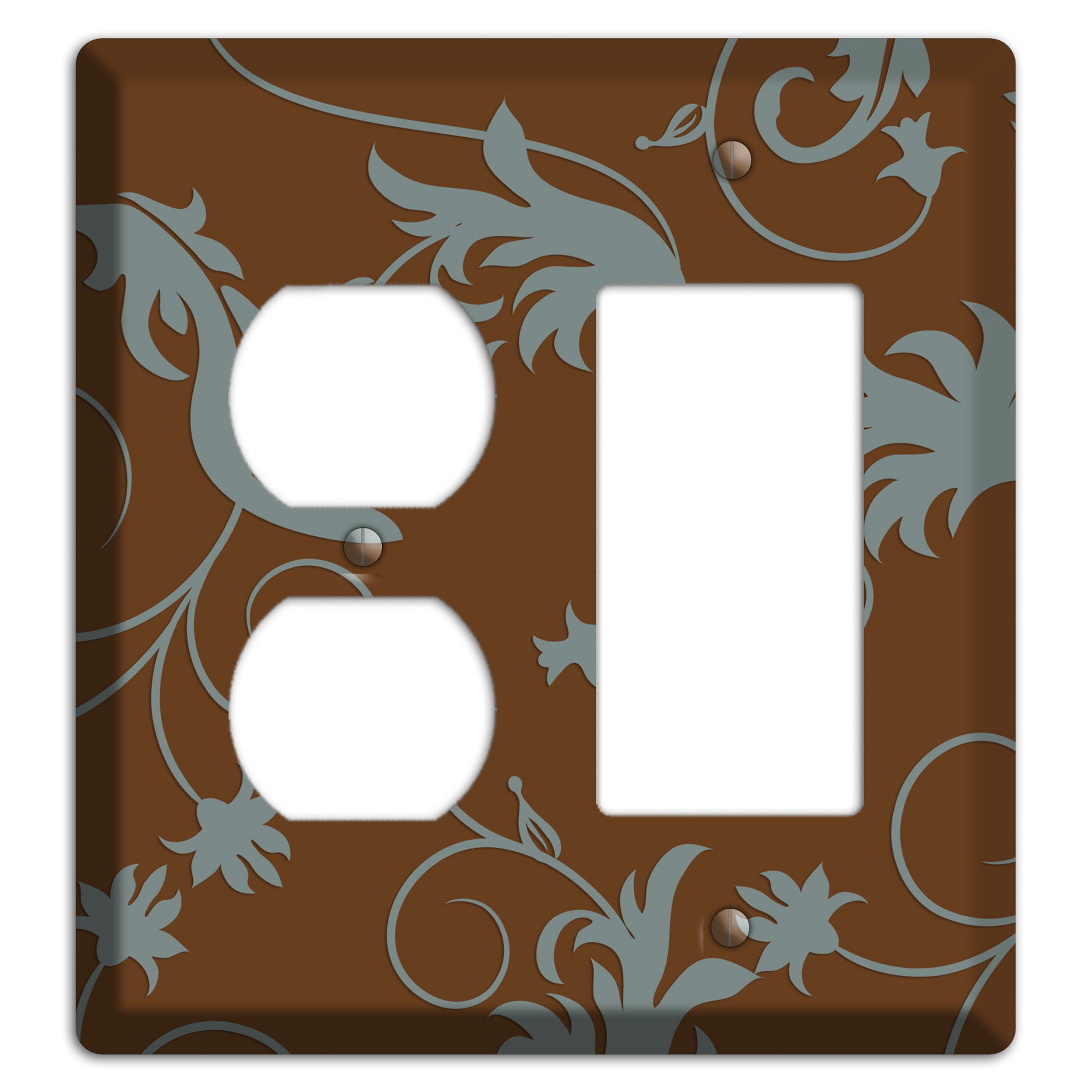 Brown and Grey Victorian Sprig Duplex / Rocker Wallplate