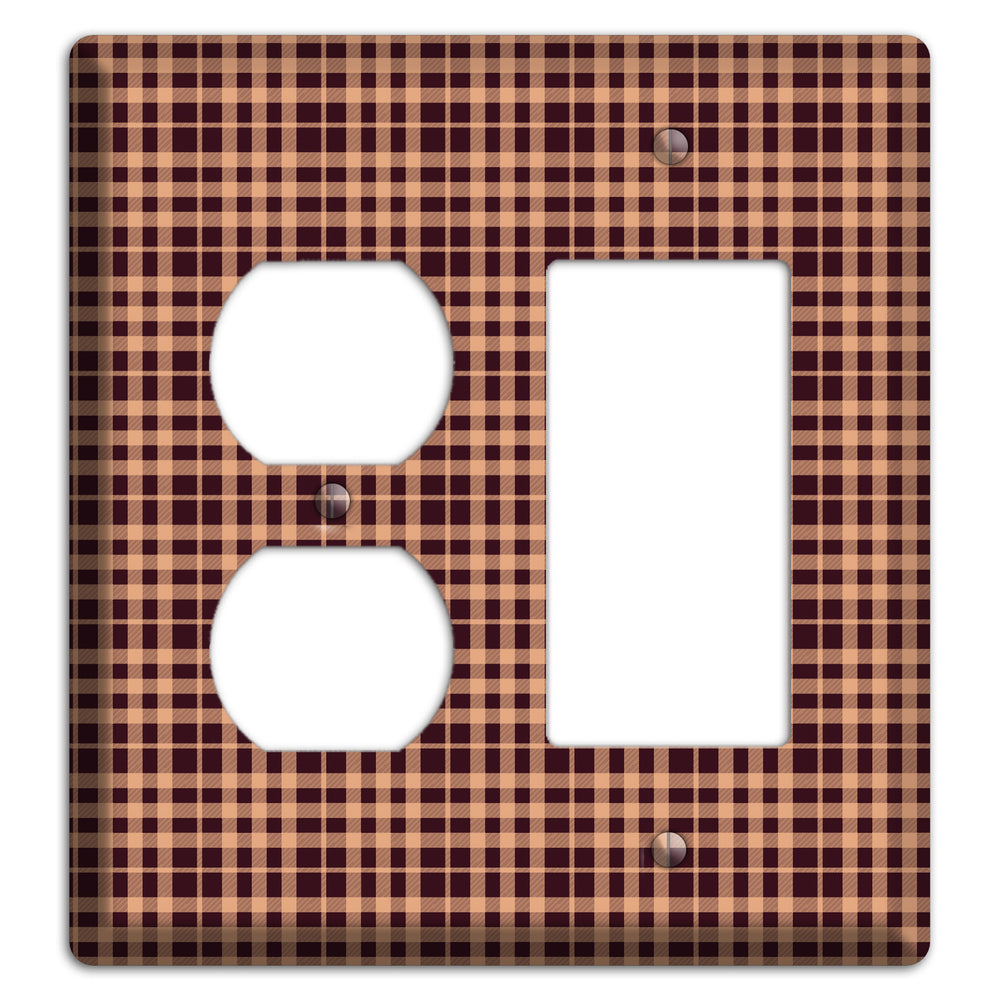 Beige and Black Plaid Duplex / Rocker Wallplate