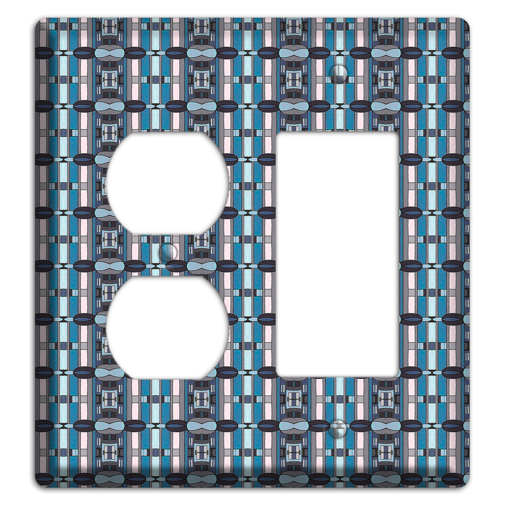 Blue and Grey Tapestry Duplex / Rocker Wallplate