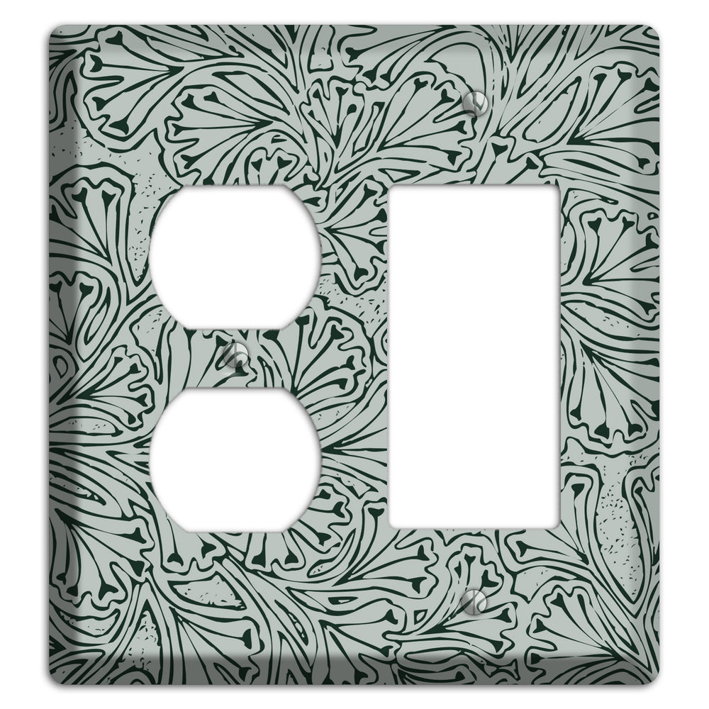 Deco Grey Interlocking Floral Duplex / Rocker Wallplate