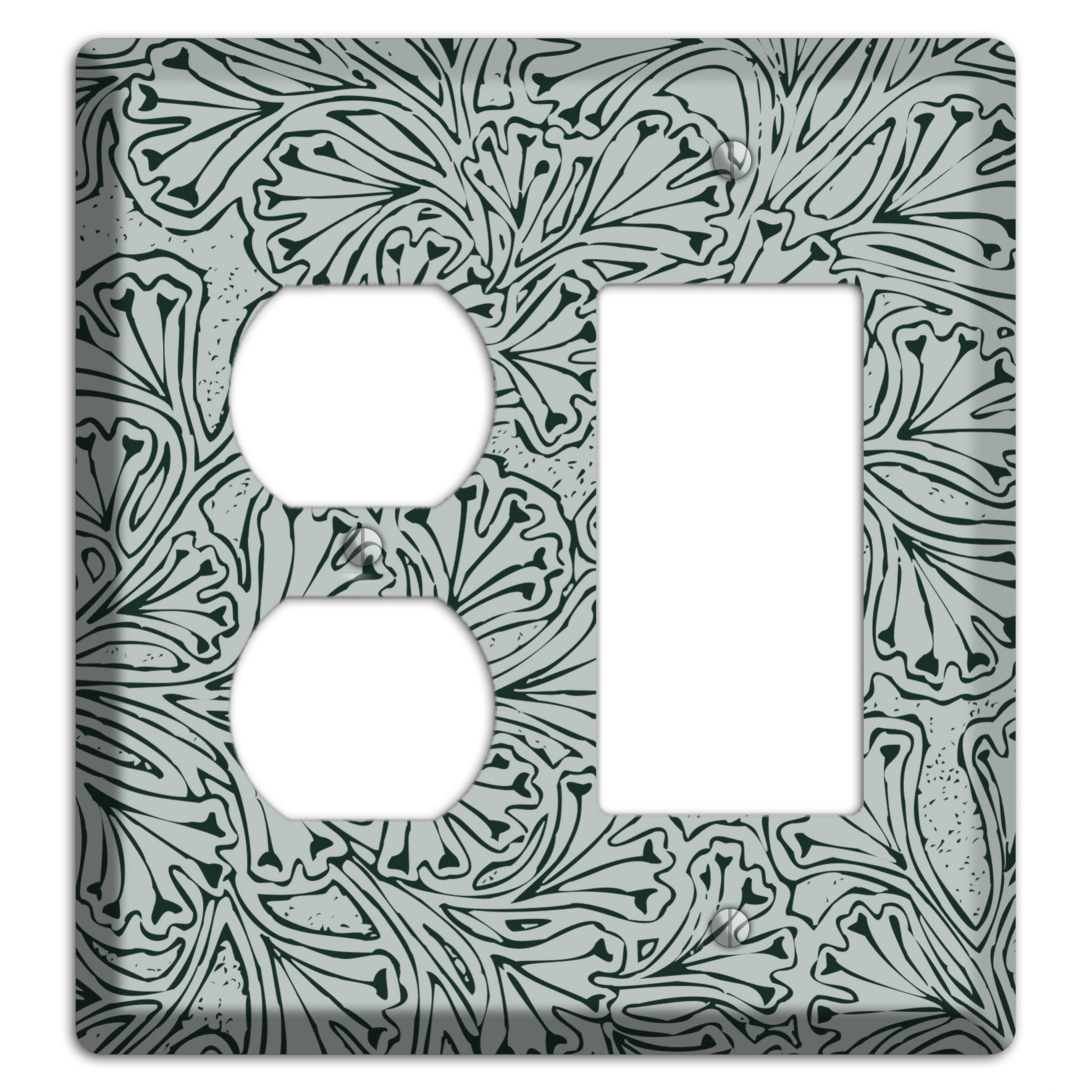 Deco Grey Interlocking Floral Duplex / Rocker Wallplate