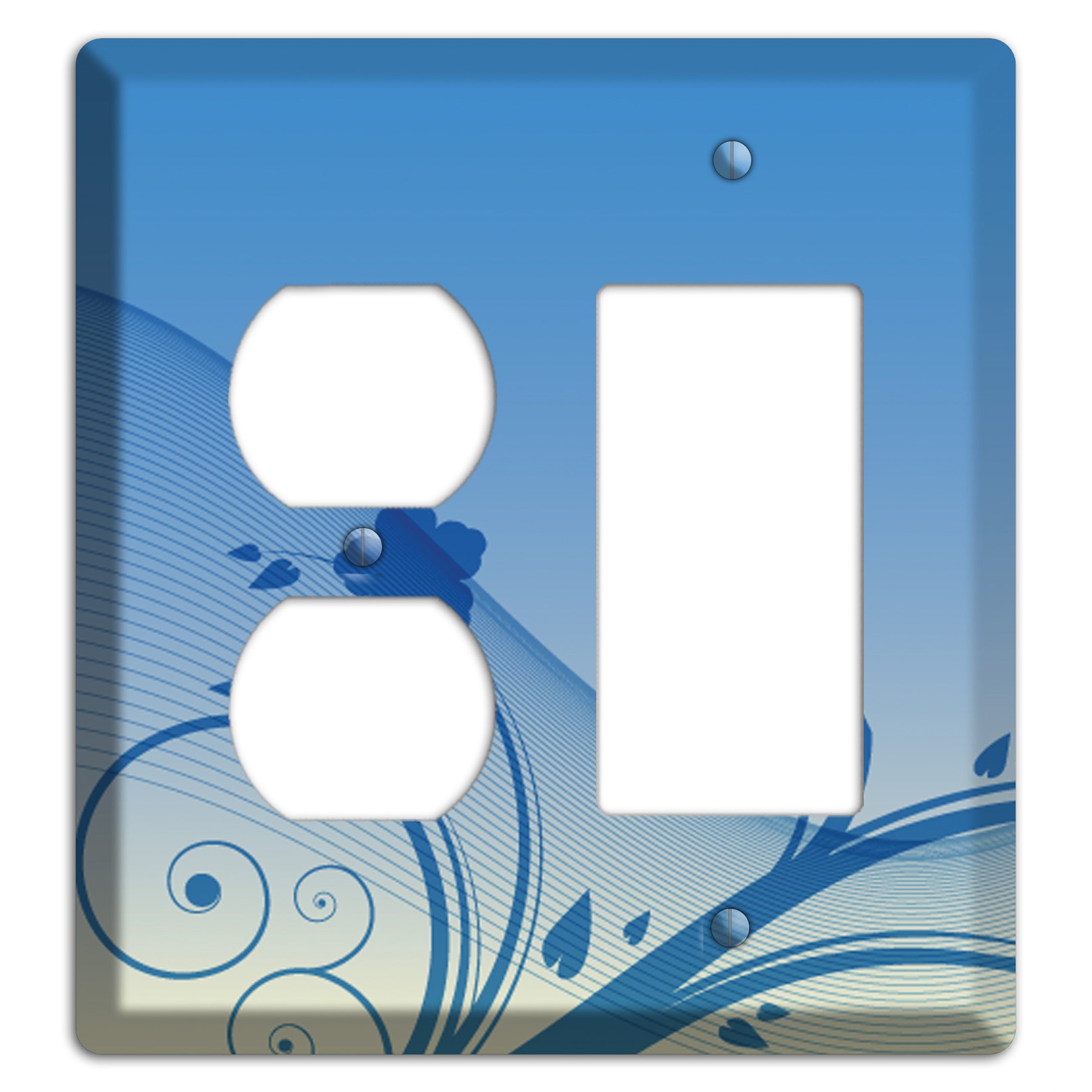Blue Swirls Duplex / Rocker Wallplate