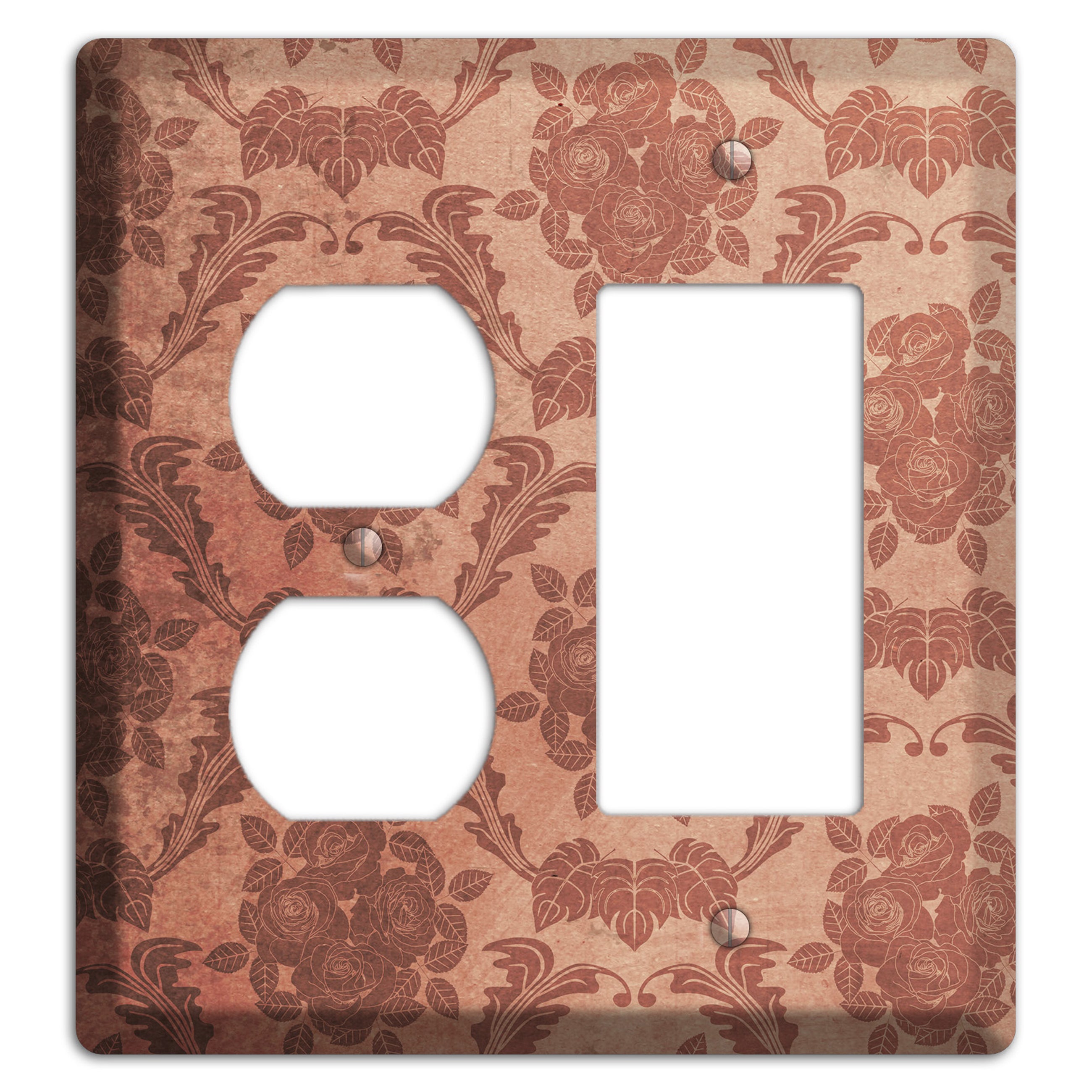 Old Rose Vintage Rose Damask Duplex / Rocker Wallplate