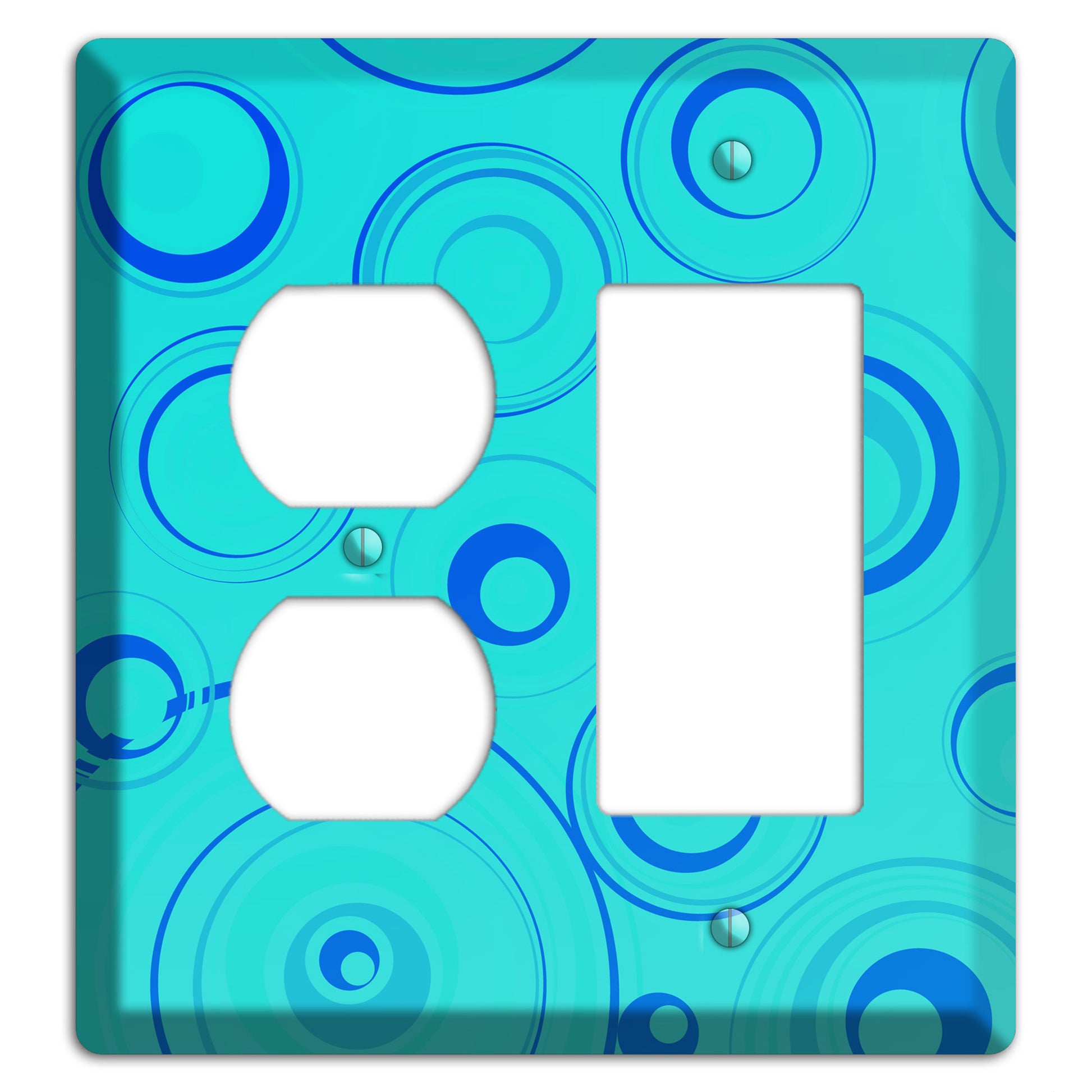 Turquoise Circles Duplex / Rocker Wallplate