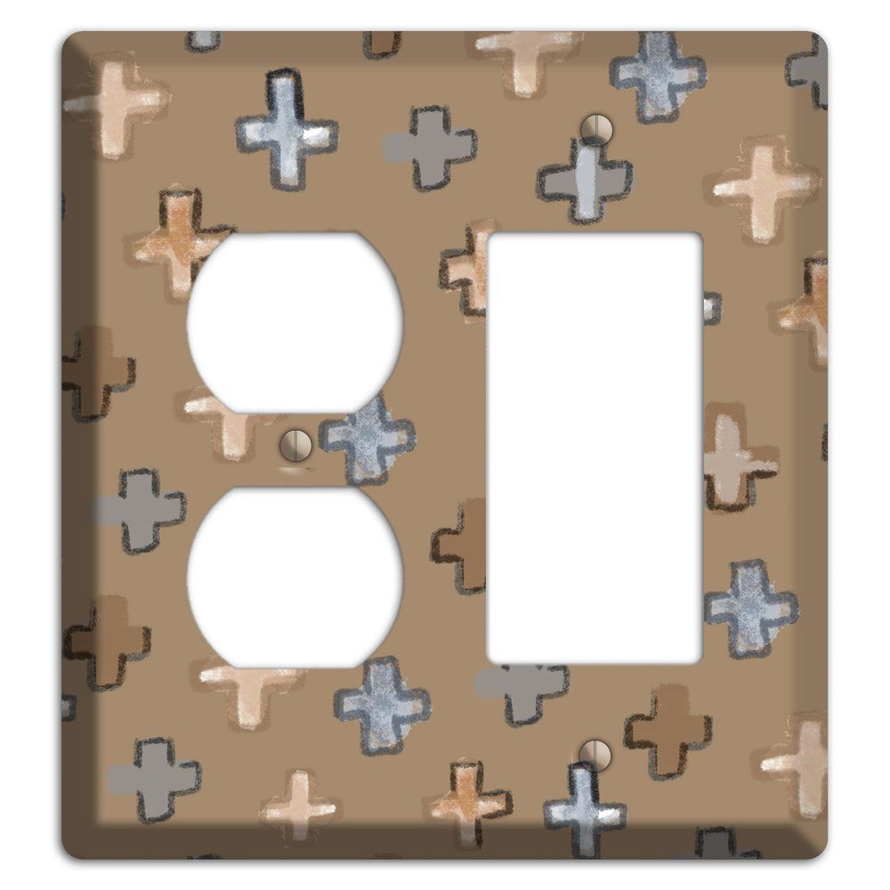 Brown Plus Signs Duplex / Rocker Wallplate