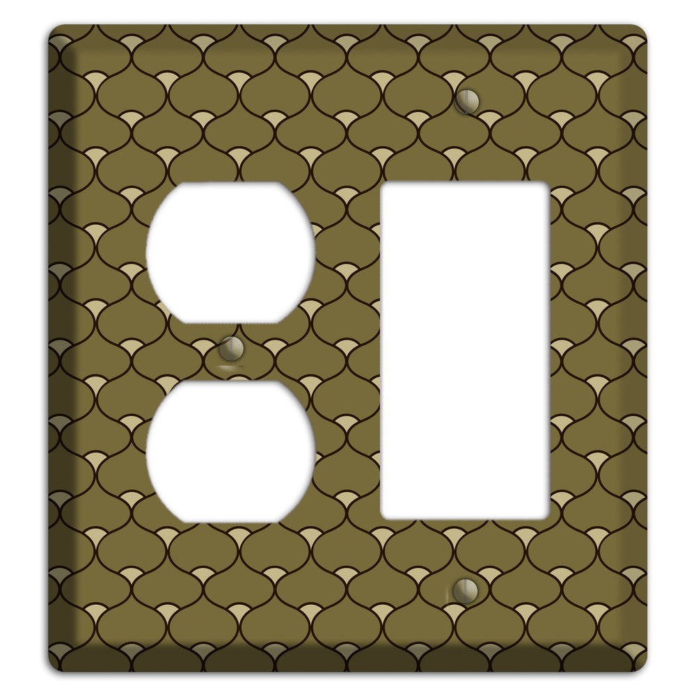 Brown Deco Scallop Duplex / Rocker Wallplate
