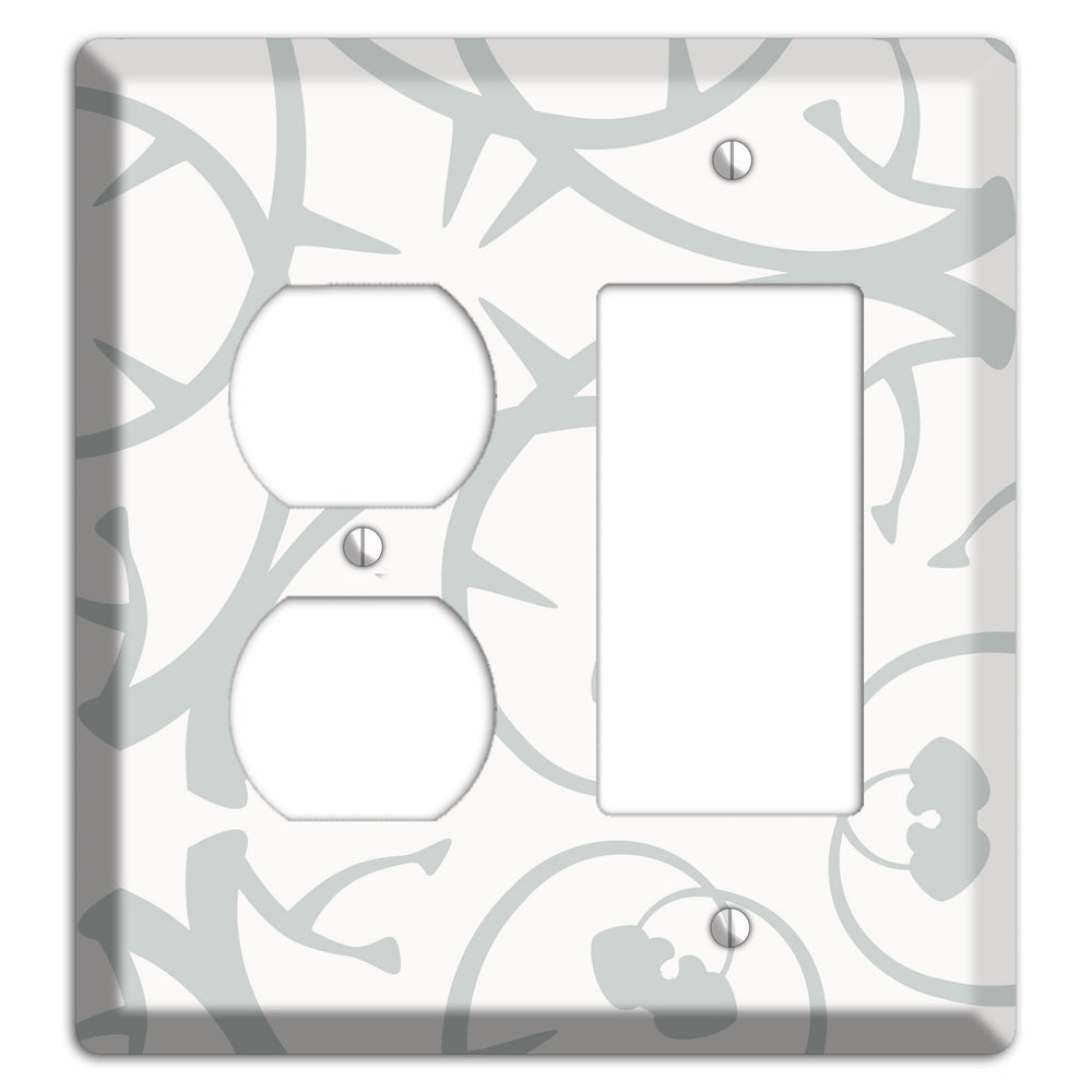White with Grey Abstract Swirl Duplex / Rocker Wallplate