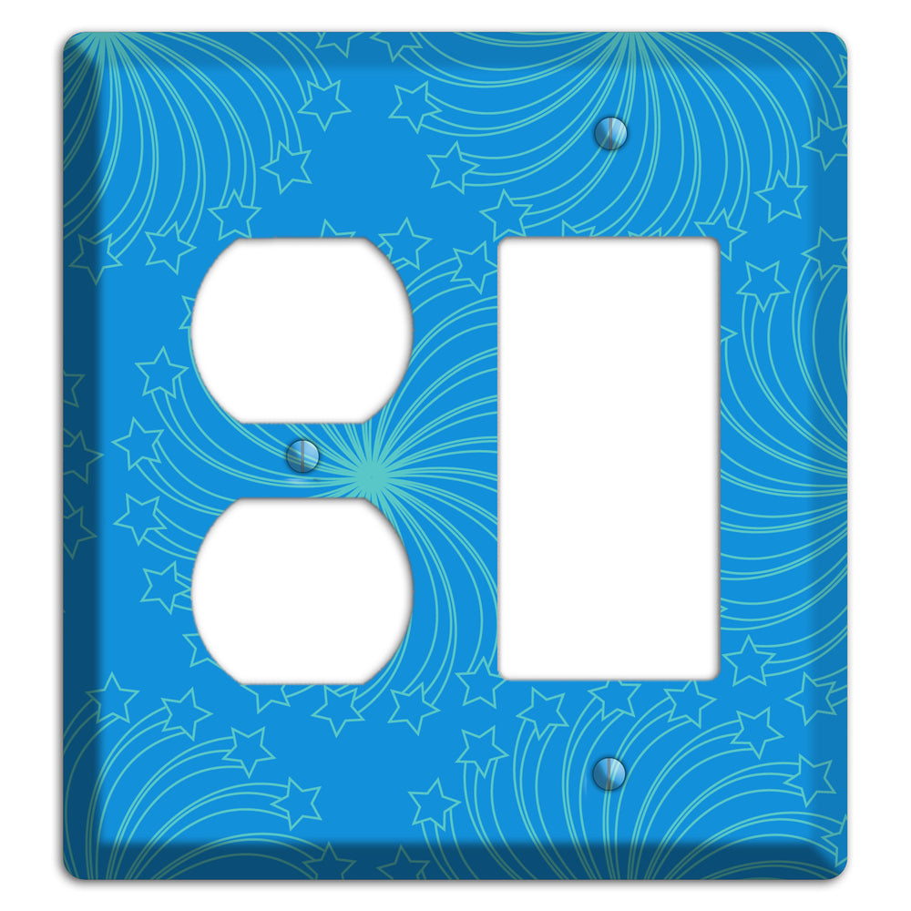 Multi Blue Star Swirl Duplex / Rocker Wallplate