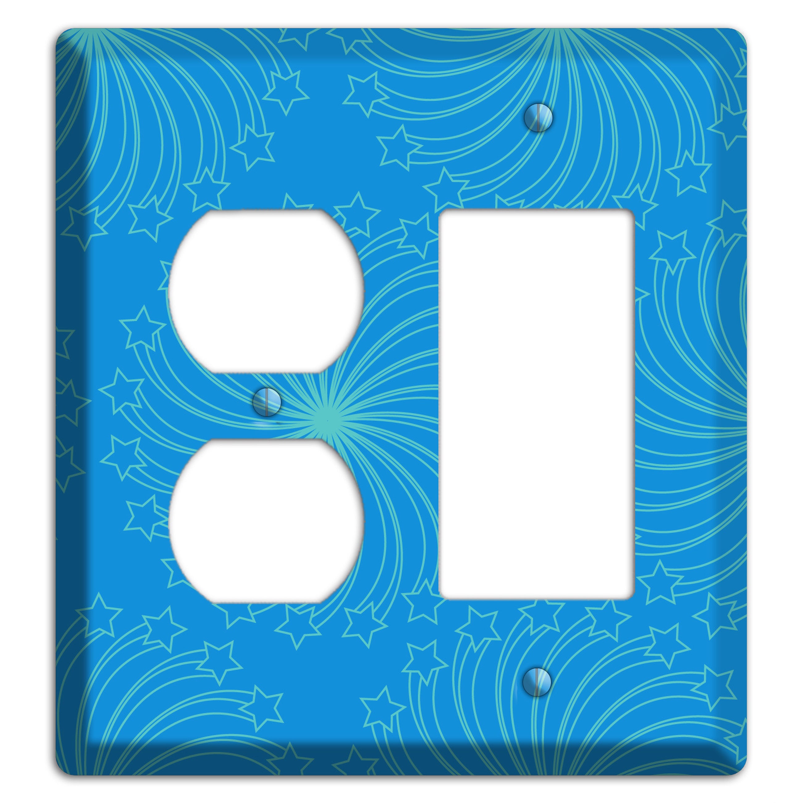 Multi Blue Star Swirl Duplex / Rocker Wallplate