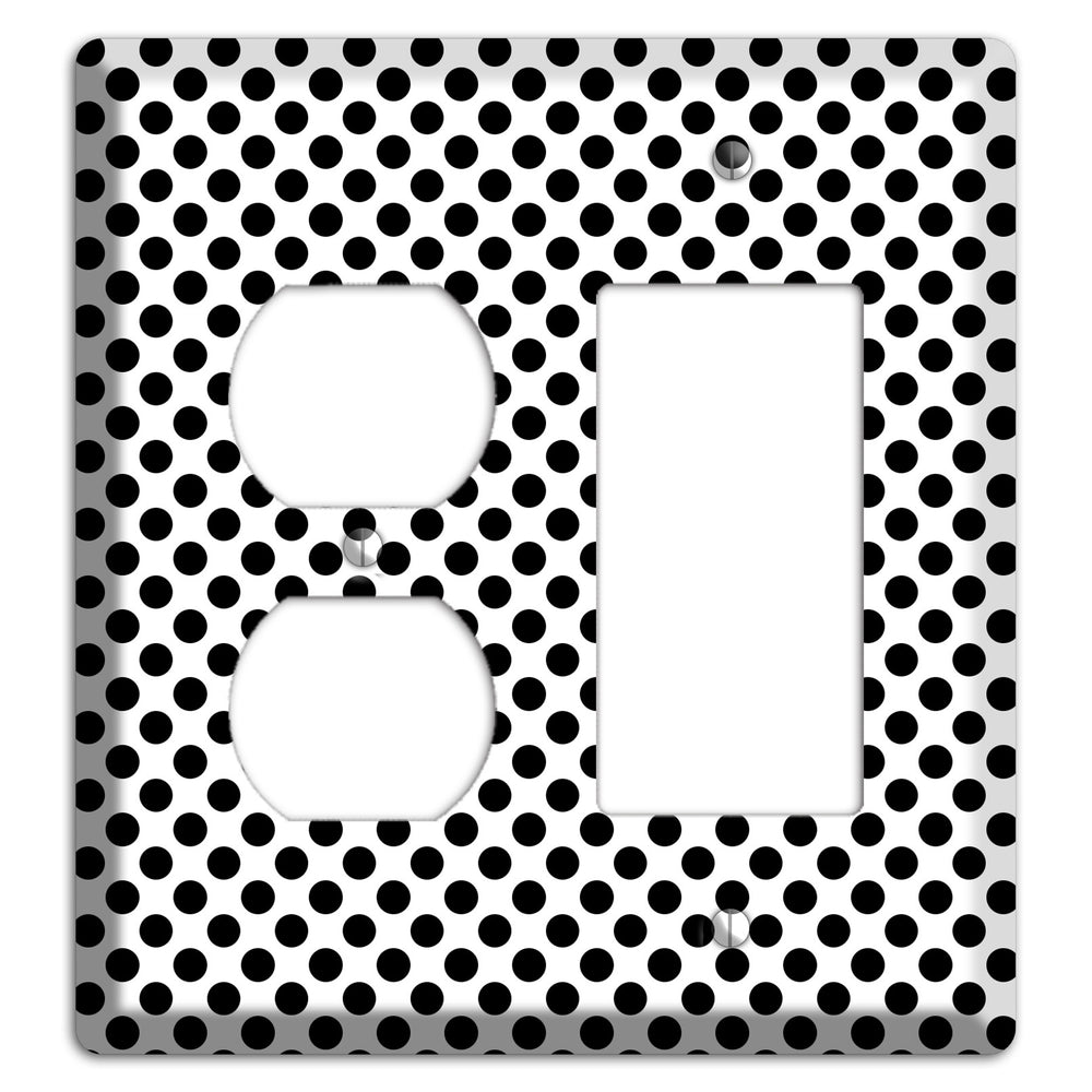 White with Black Packed Small Polka Dots Duplex / Rocker Wallplate