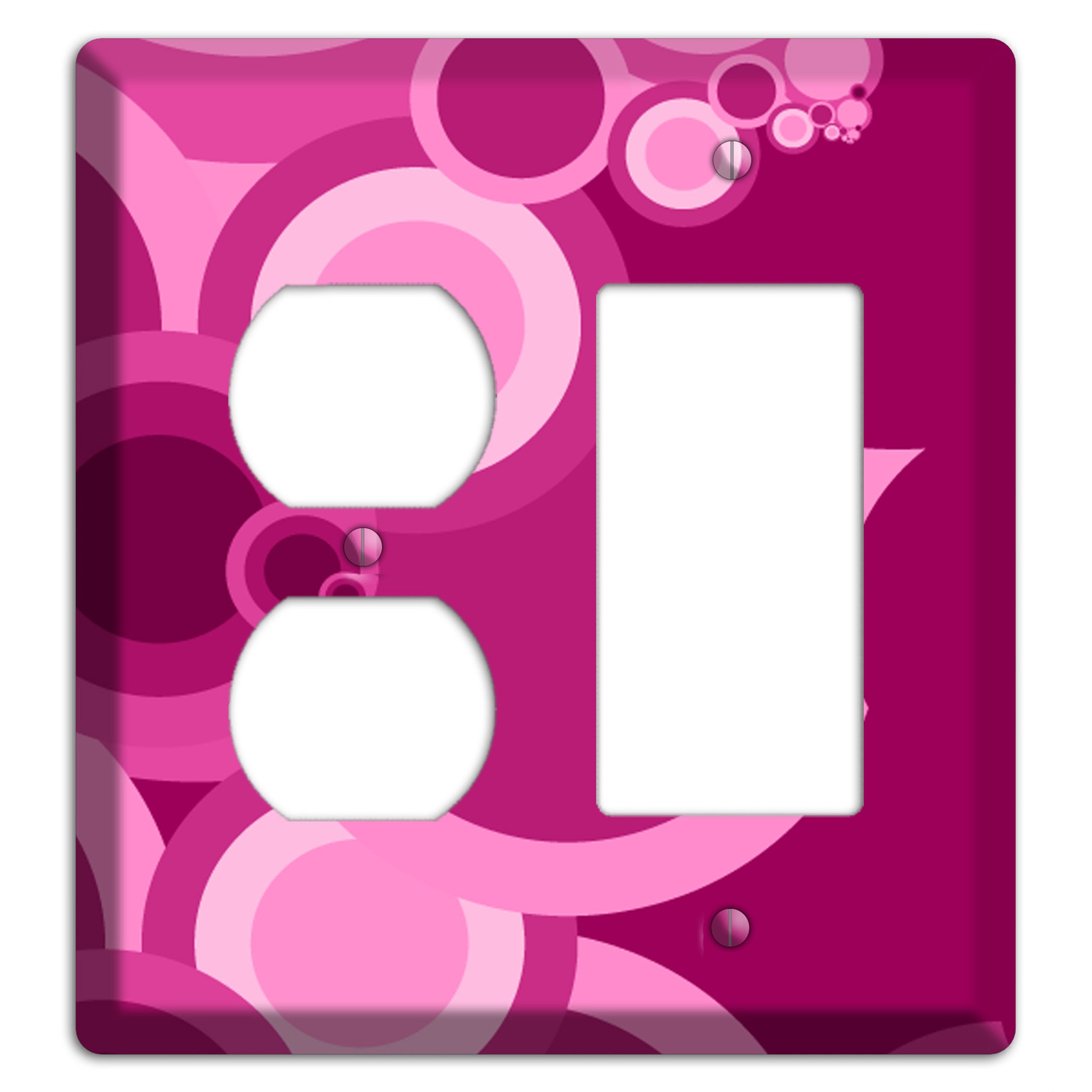 Pink and Fuschia Circles Duplex / Rocker Wallplate