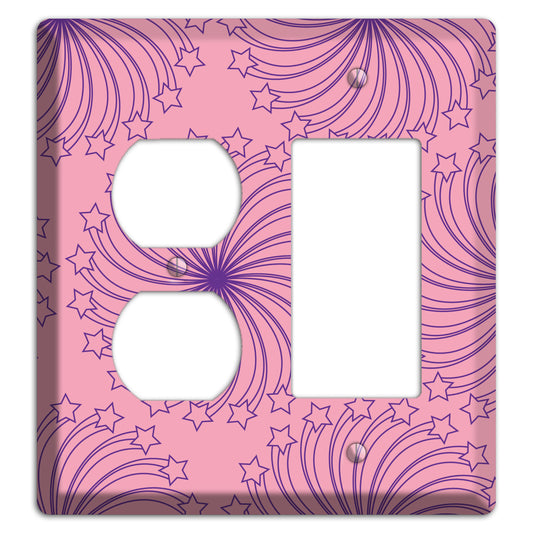 Pink with Purple Star Swirl Duplex / Rocker Wallplate