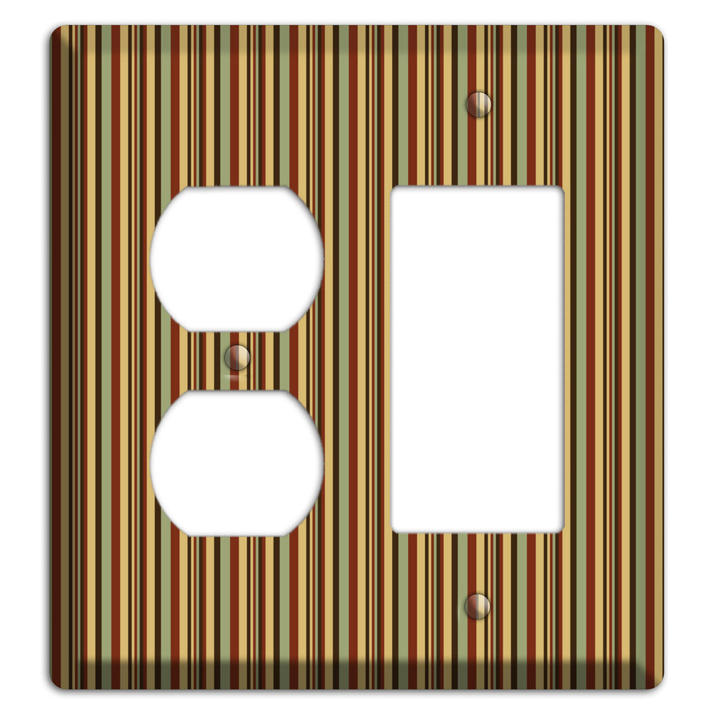 Red and Green Stripes Duplex / Rocker Wallplate