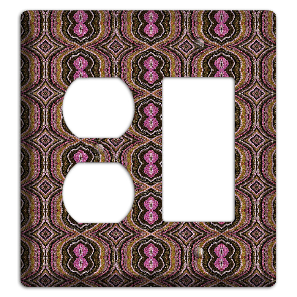 Pink and Brown Tapestry Duplex / Rocker Wallplate