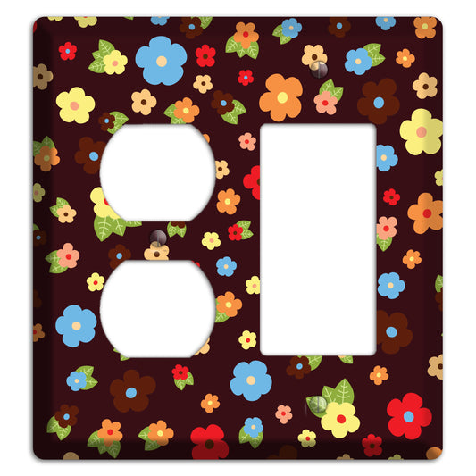 Brown Tiny Delicate Flowers Duplex / Rocker Wallplate