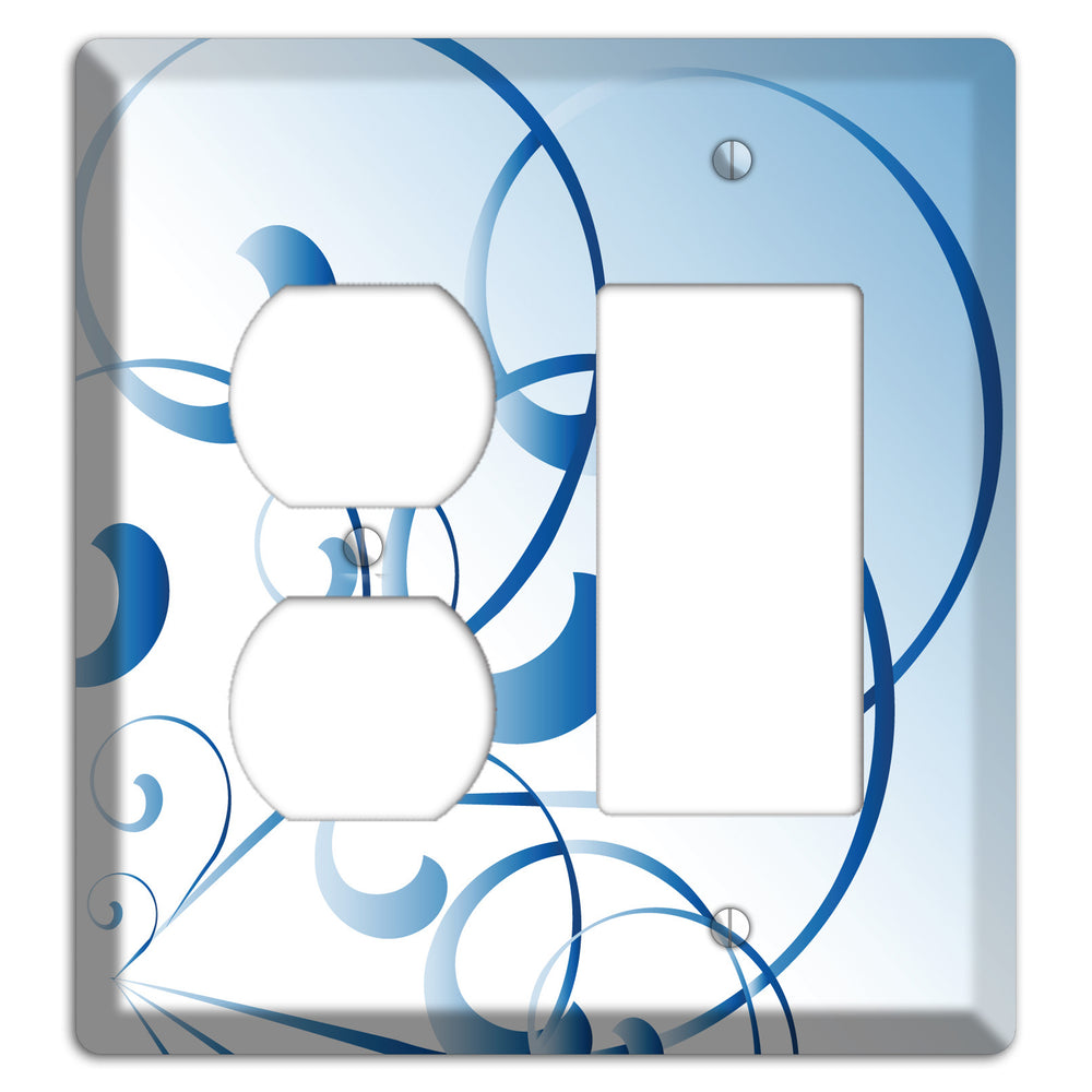 Blue Swoop Duplex / Rocker Wallplate