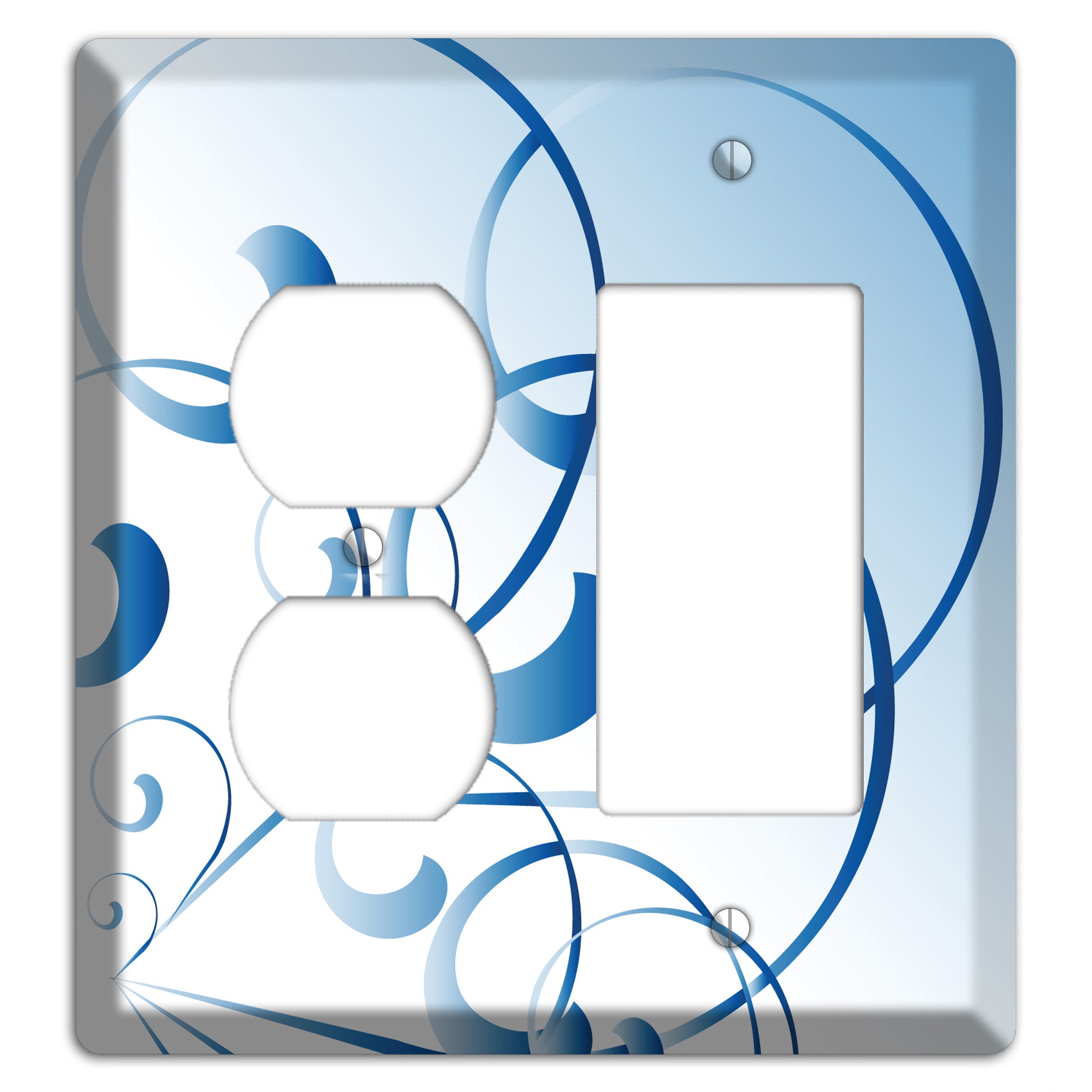 Blue Swoop Duplex / Rocker Wallplate