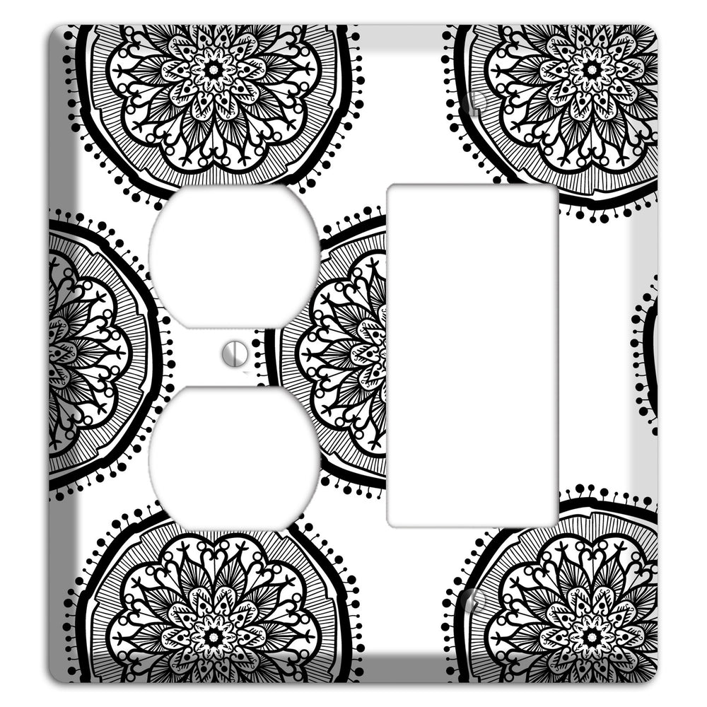Mandala Black and White Style R Cover Plates Duplex / Rocker Wallplate
