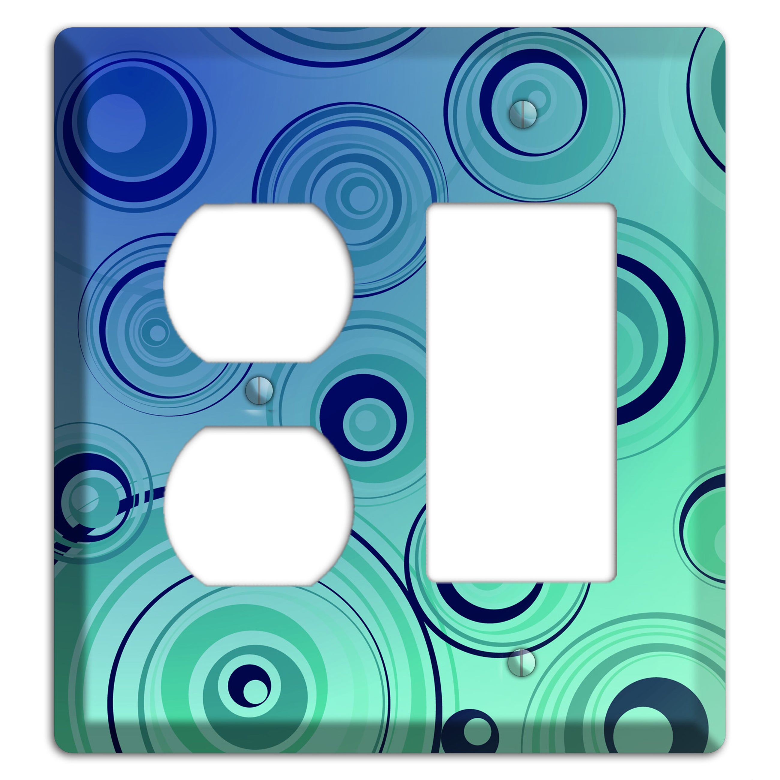 Blue and Green Circles Duplex / Rocker Wallplate