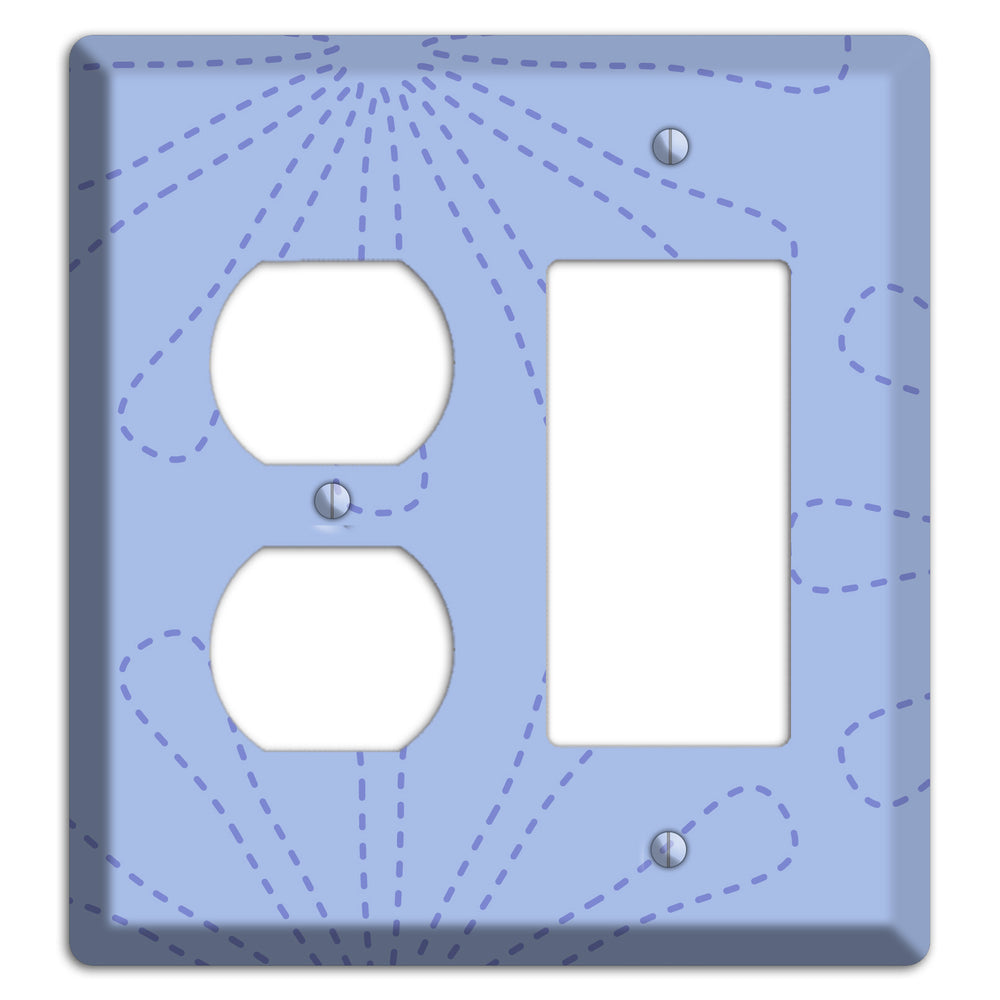 Periwinkle Retro Stipple Floral Contour Duplex / Rocker Wallplate