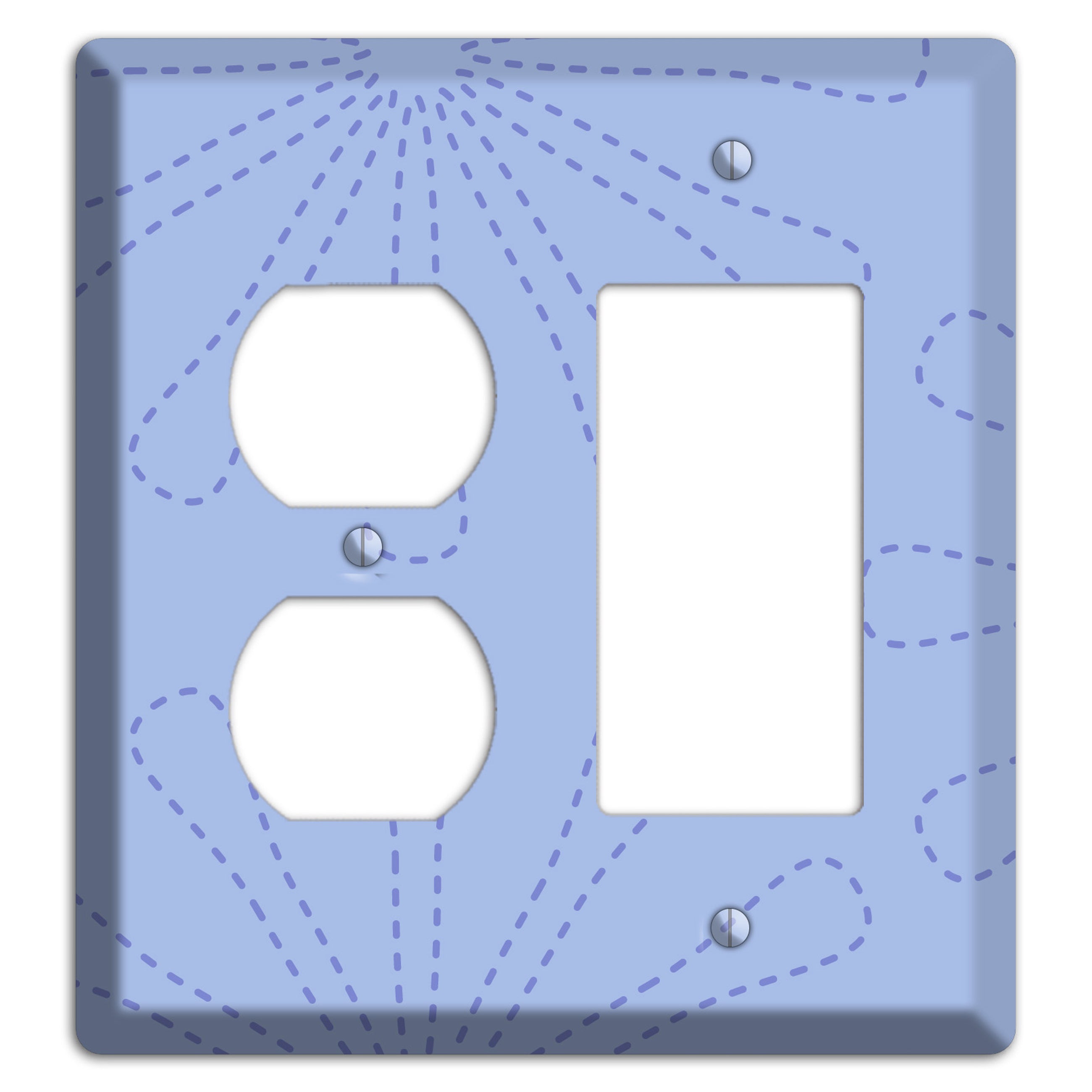 Periwinkle Retro Stipple Floral Contour Duplex / Rocker Wallplate