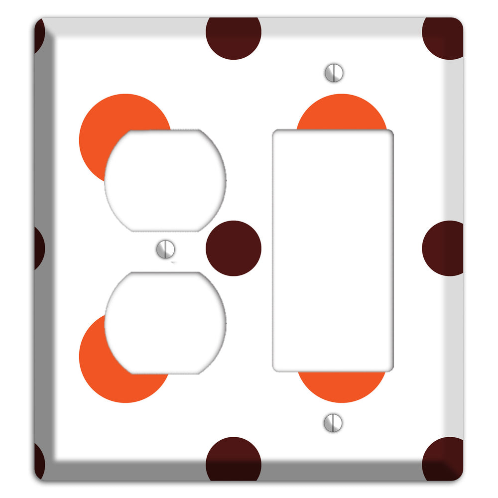 Coral and Brown Multi Medium Polka Dots 2 Duplex / Rocker Wallplate