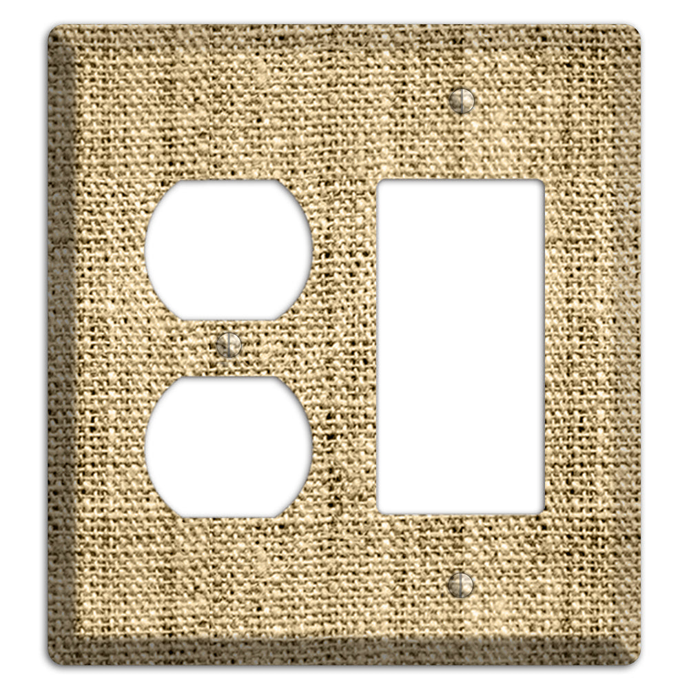 Indian Khaki Burlap Duplex / Rocker Wallplate