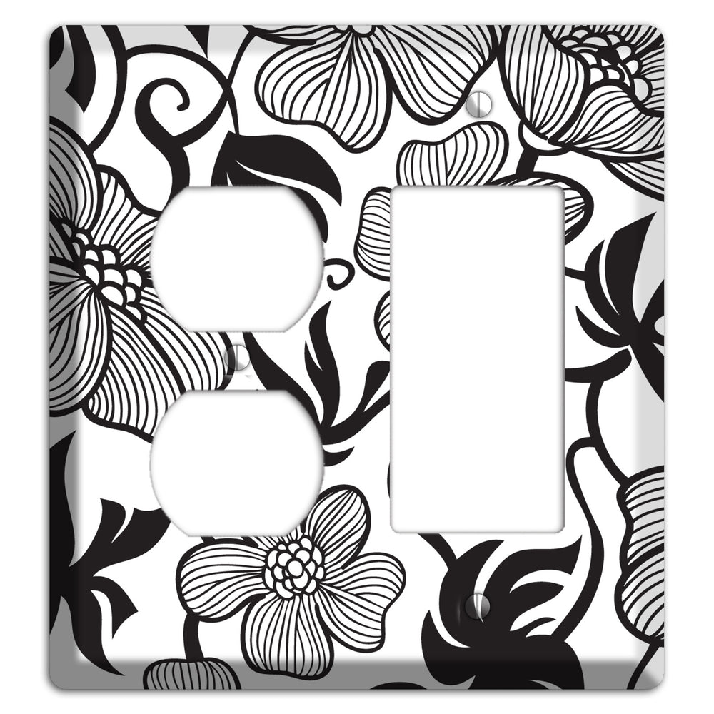 White with Black Tropical Duplex / Rocker Wallplate
