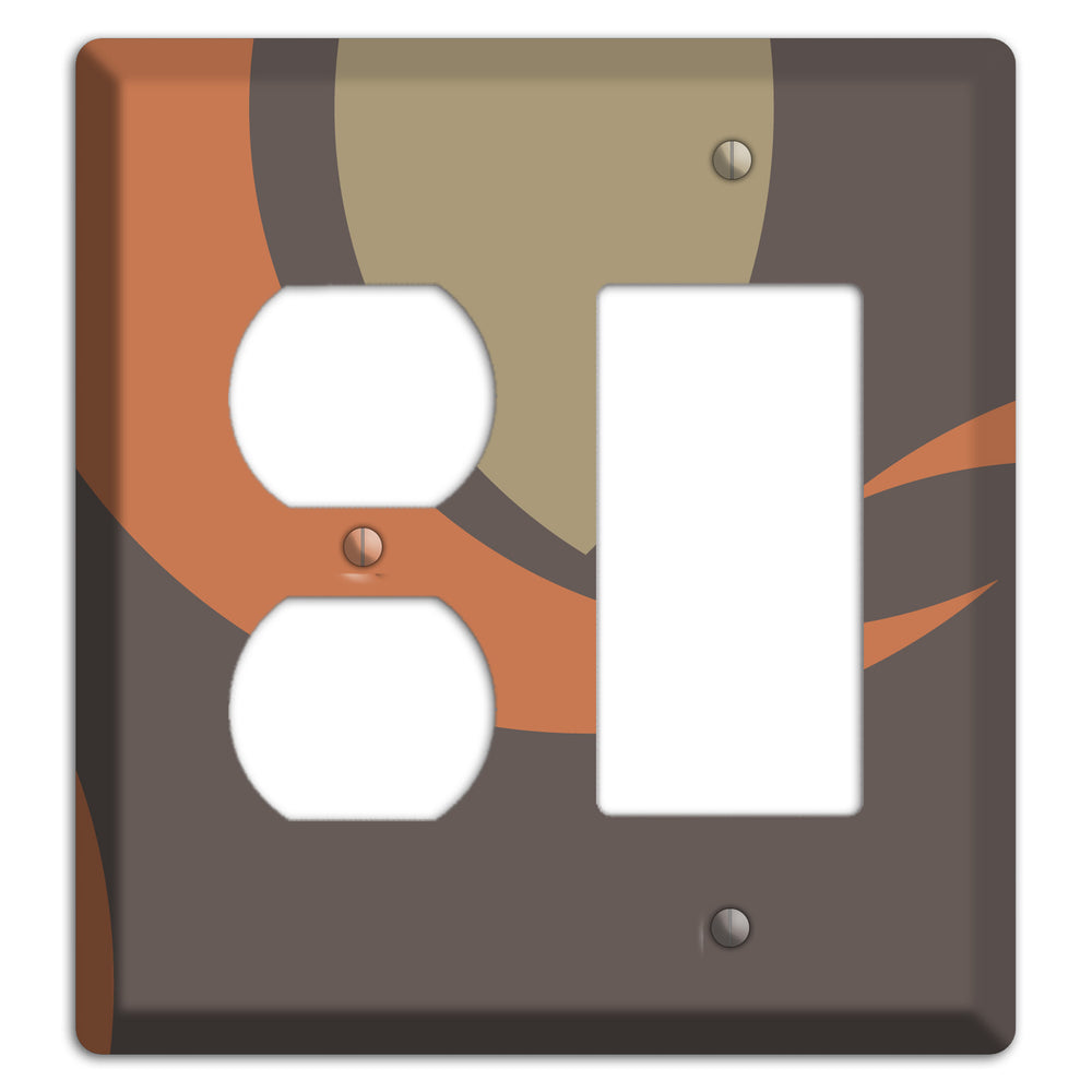 Grey Beige and Orange Abstract Duplex / Rocker Wallplate
