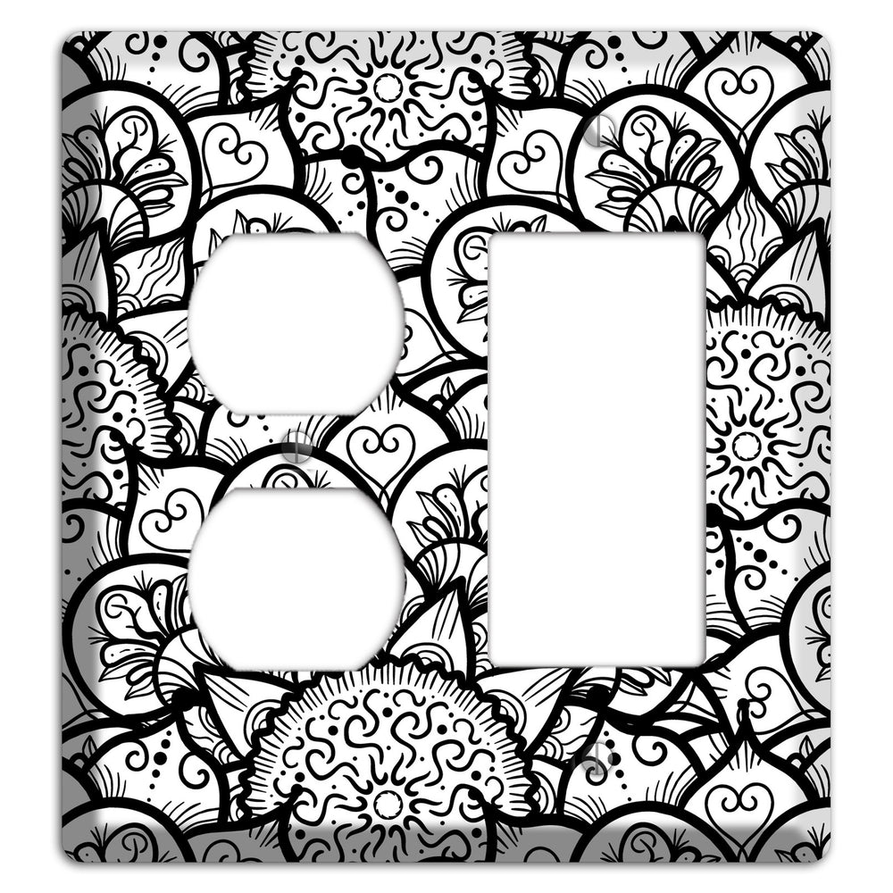 Mandala Black and White Style N Cover Plates Duplex / Rocker Wallplate