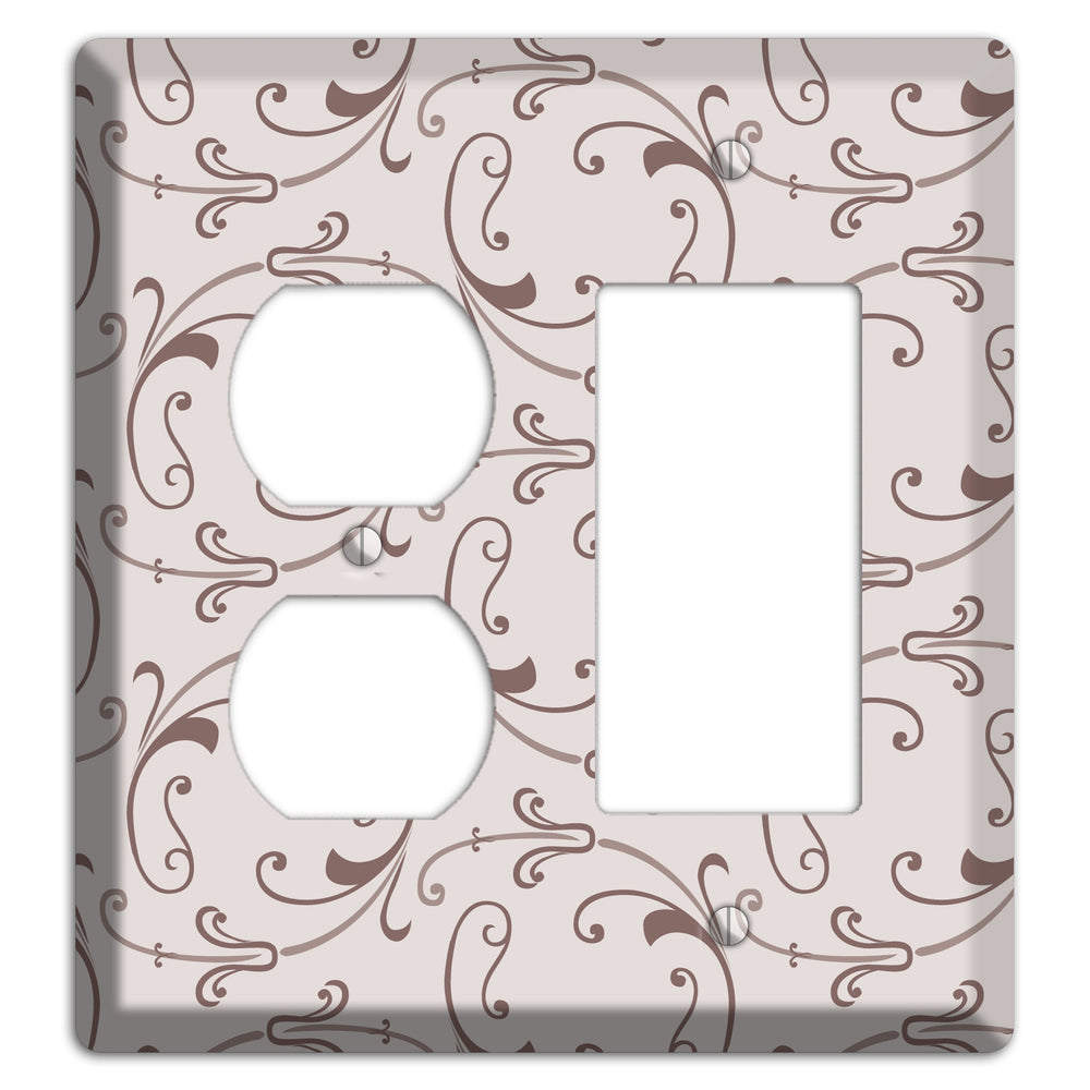 Mauve Victorian Sprig Duplex / Rocker Wallplate