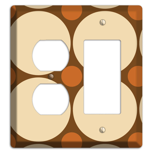 Brown with Beige and Umber Multi Tiled Large Dots Duplex / Rocker Wallplate