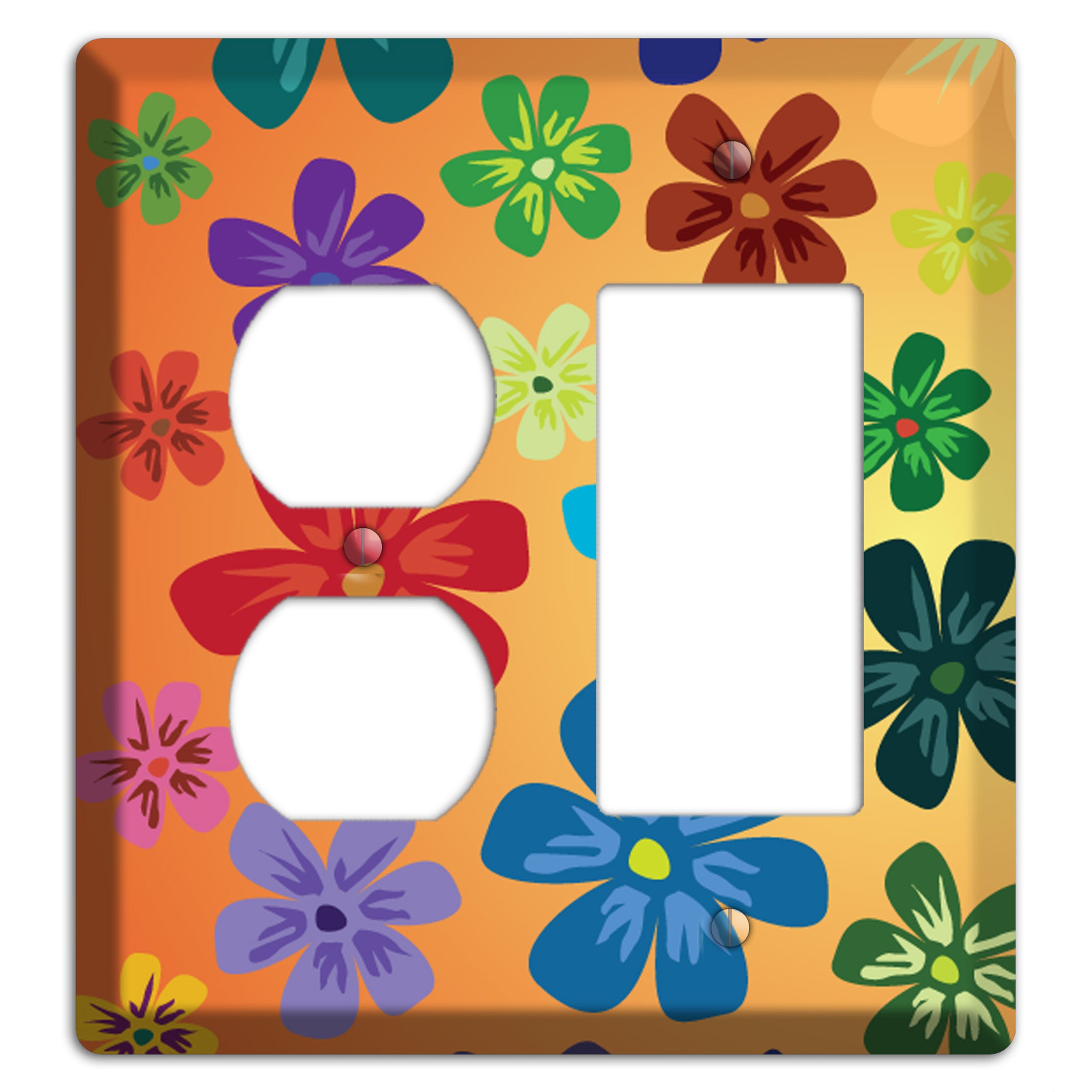 Brown Flowers Duplex / Rocker Wallplate