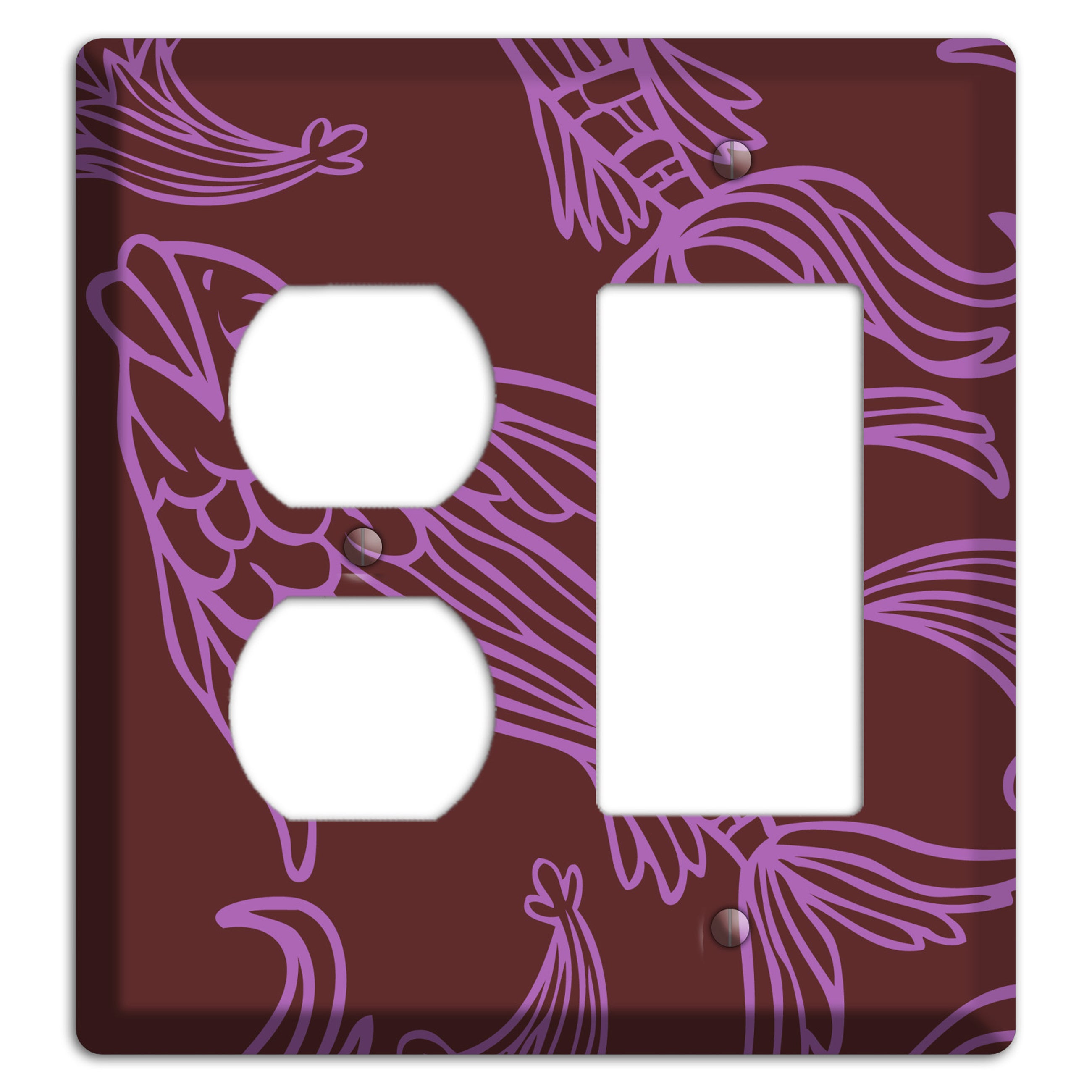 Purple and Pink Koi Duplex / Rocker Wallplate
