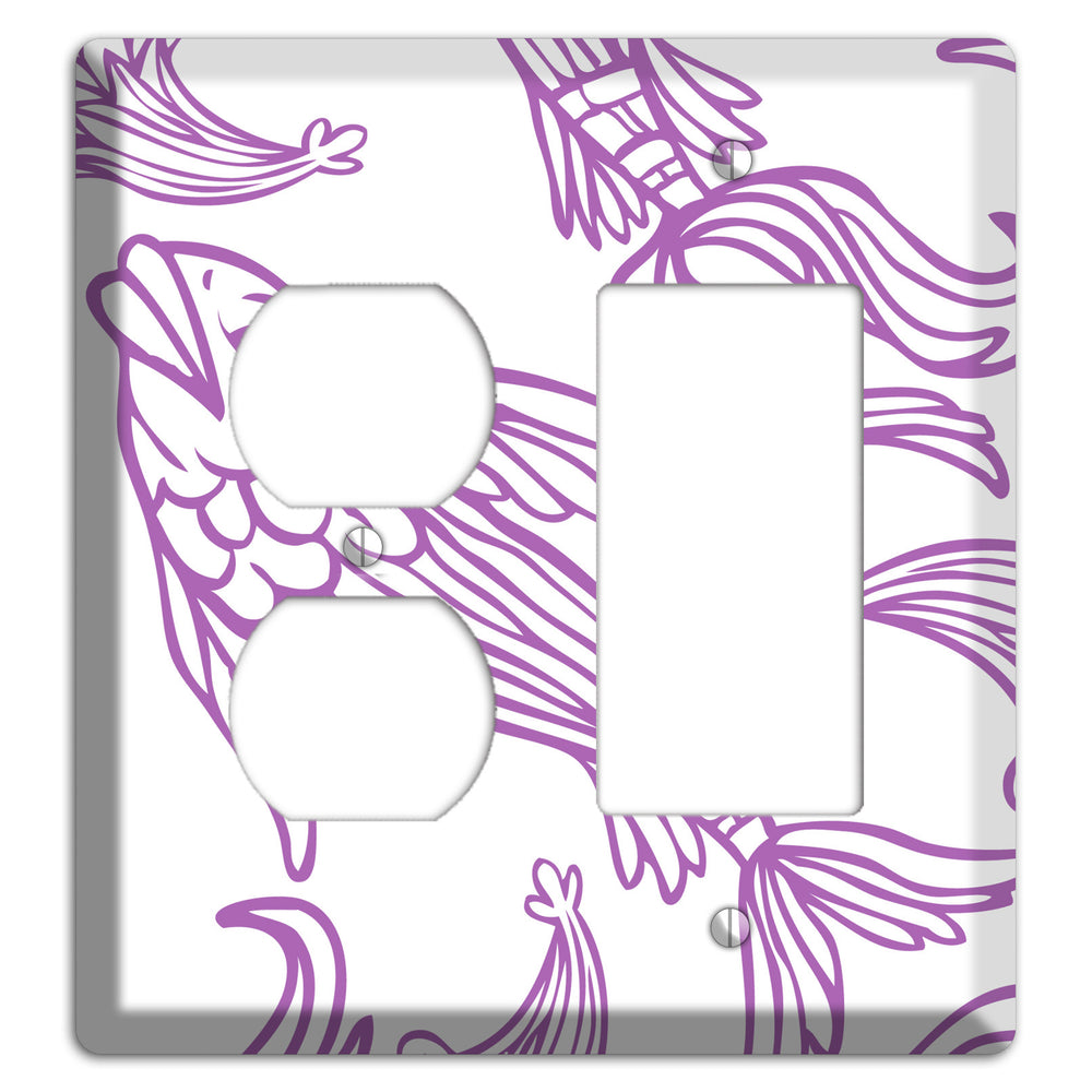 Purple and White Koi Duplex / Rocker Wallplate