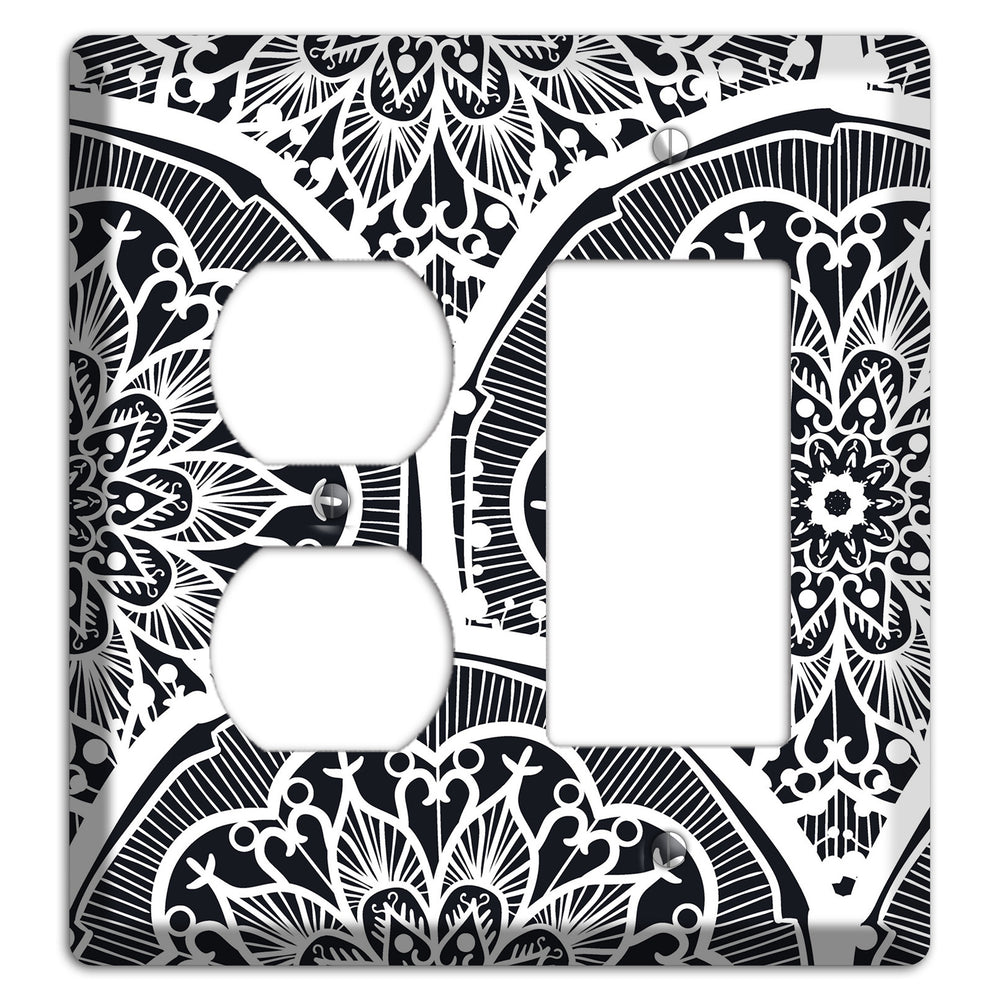 Mandala Black and White Style O Cover Plates Duplex / Rocker Wallplate