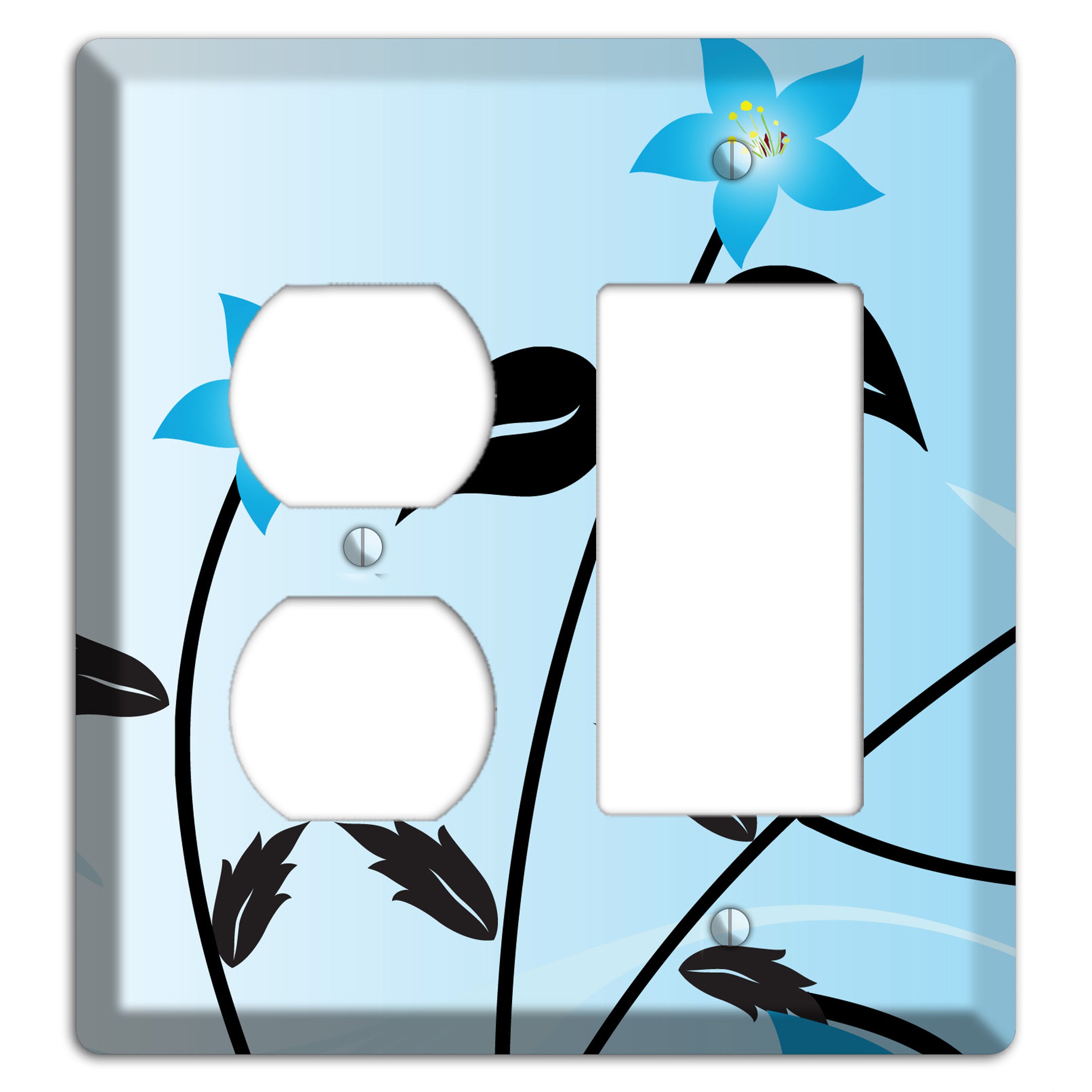 Blue Double Sprig Duplex / Rocker Wallplate