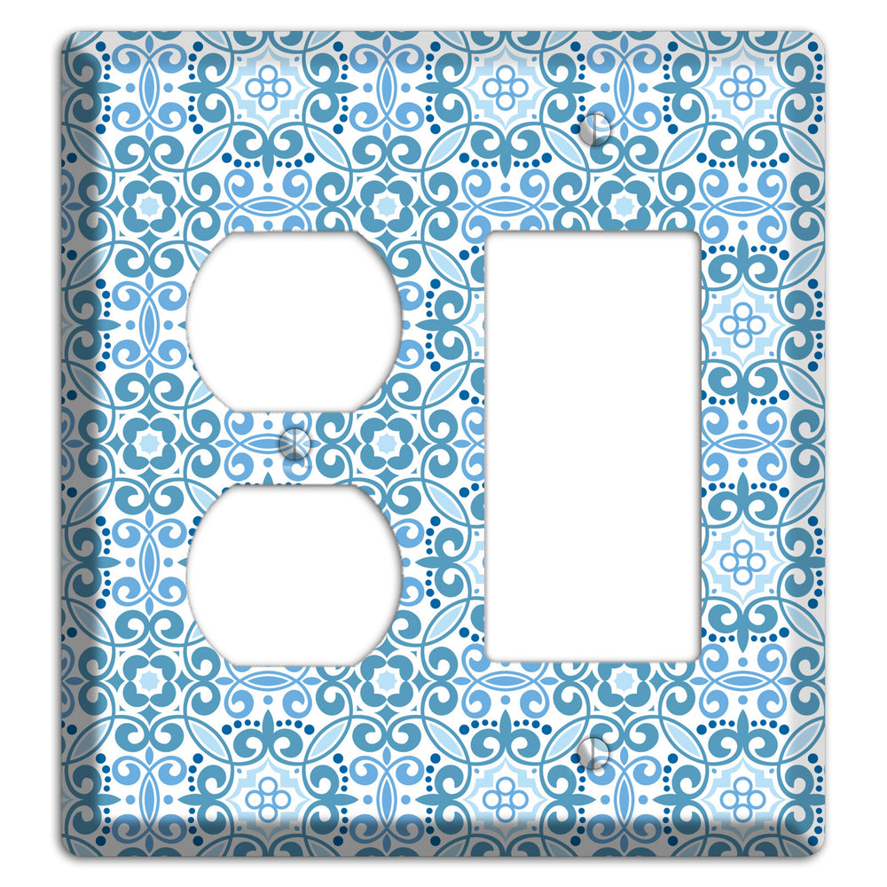 Multi Blue Foulard Duplex / Rocker Wallplate