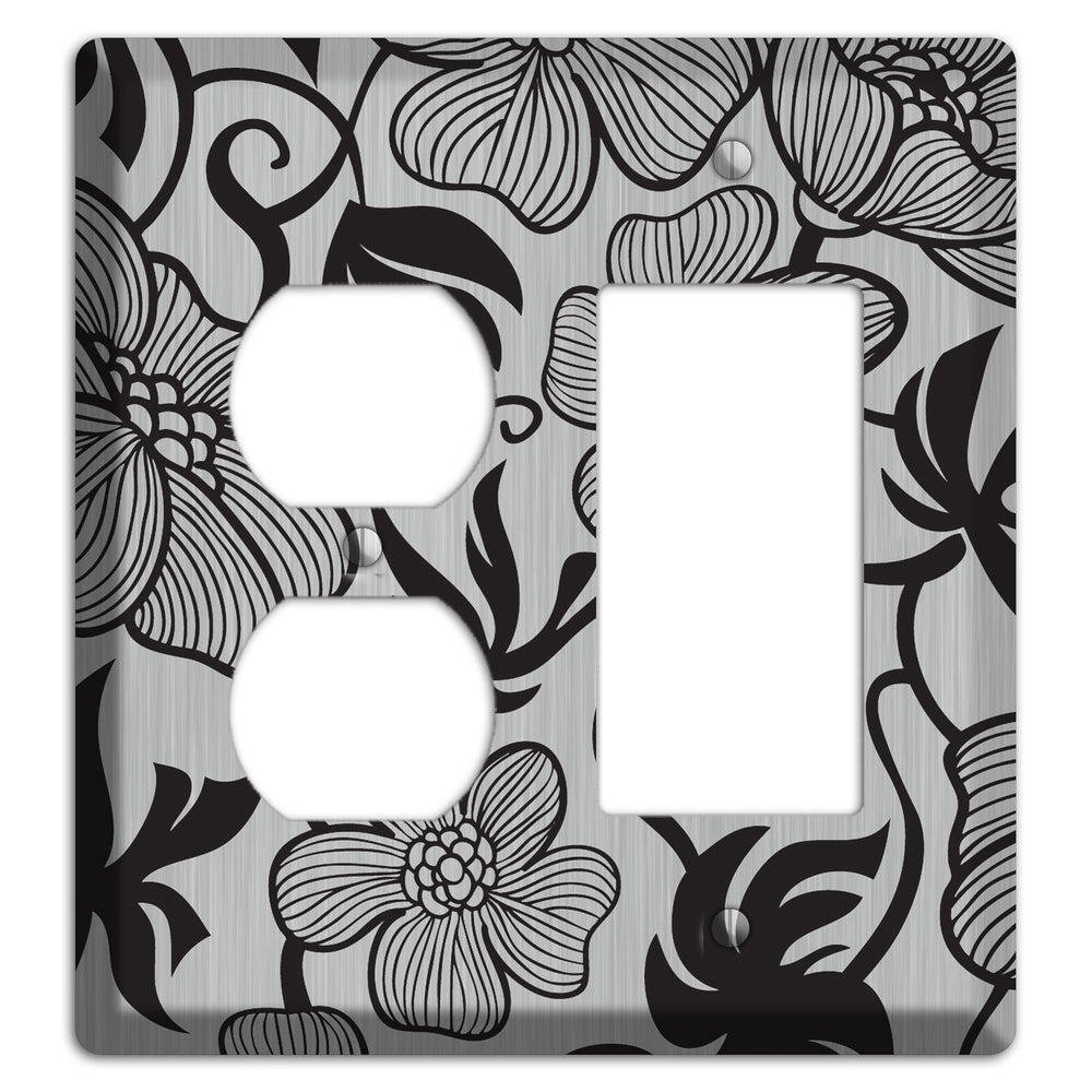 Stainless Steel with Black Tropical Duplex / Rocker Wallplate