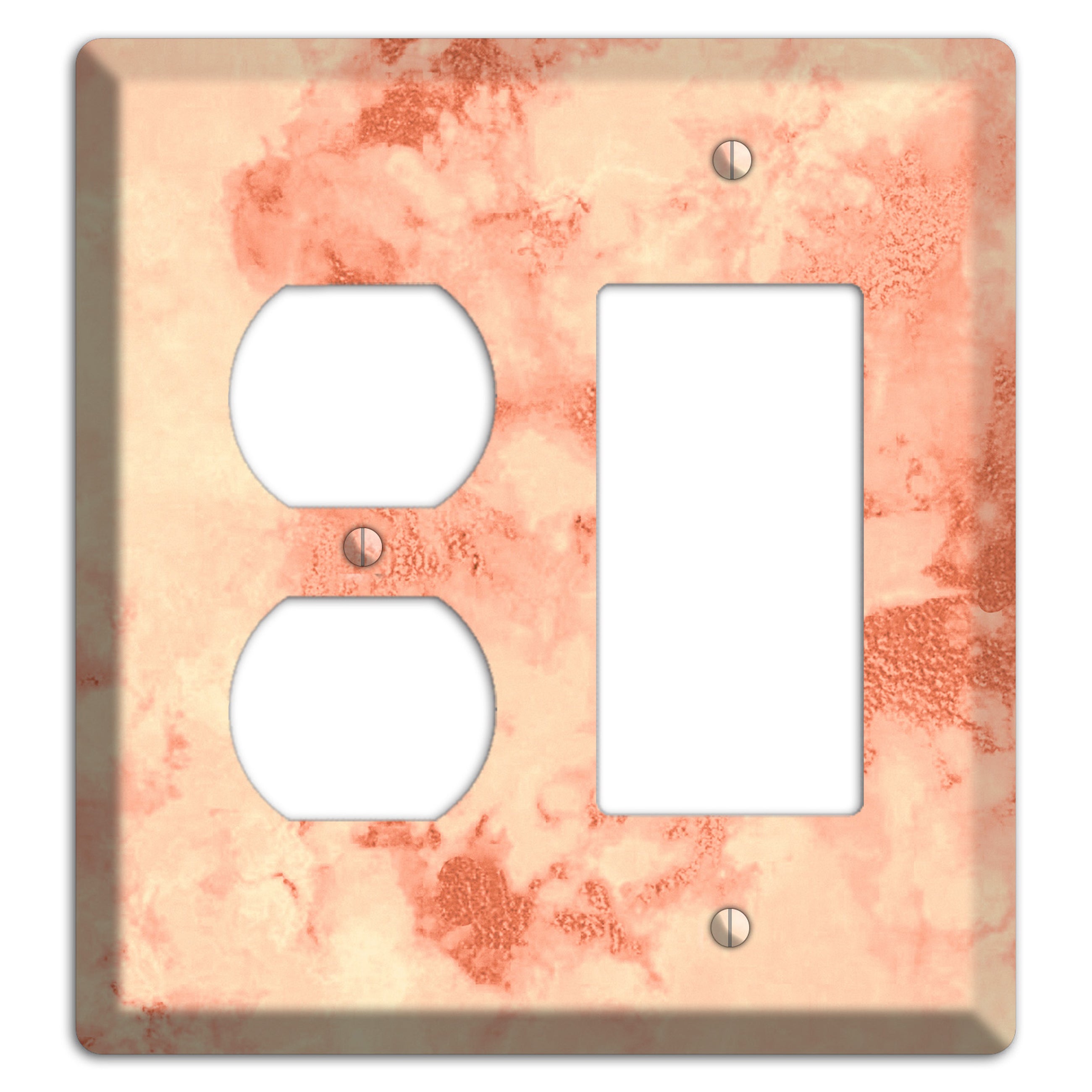 Apricot Peach Marble Duplex / Rocker Wallplate